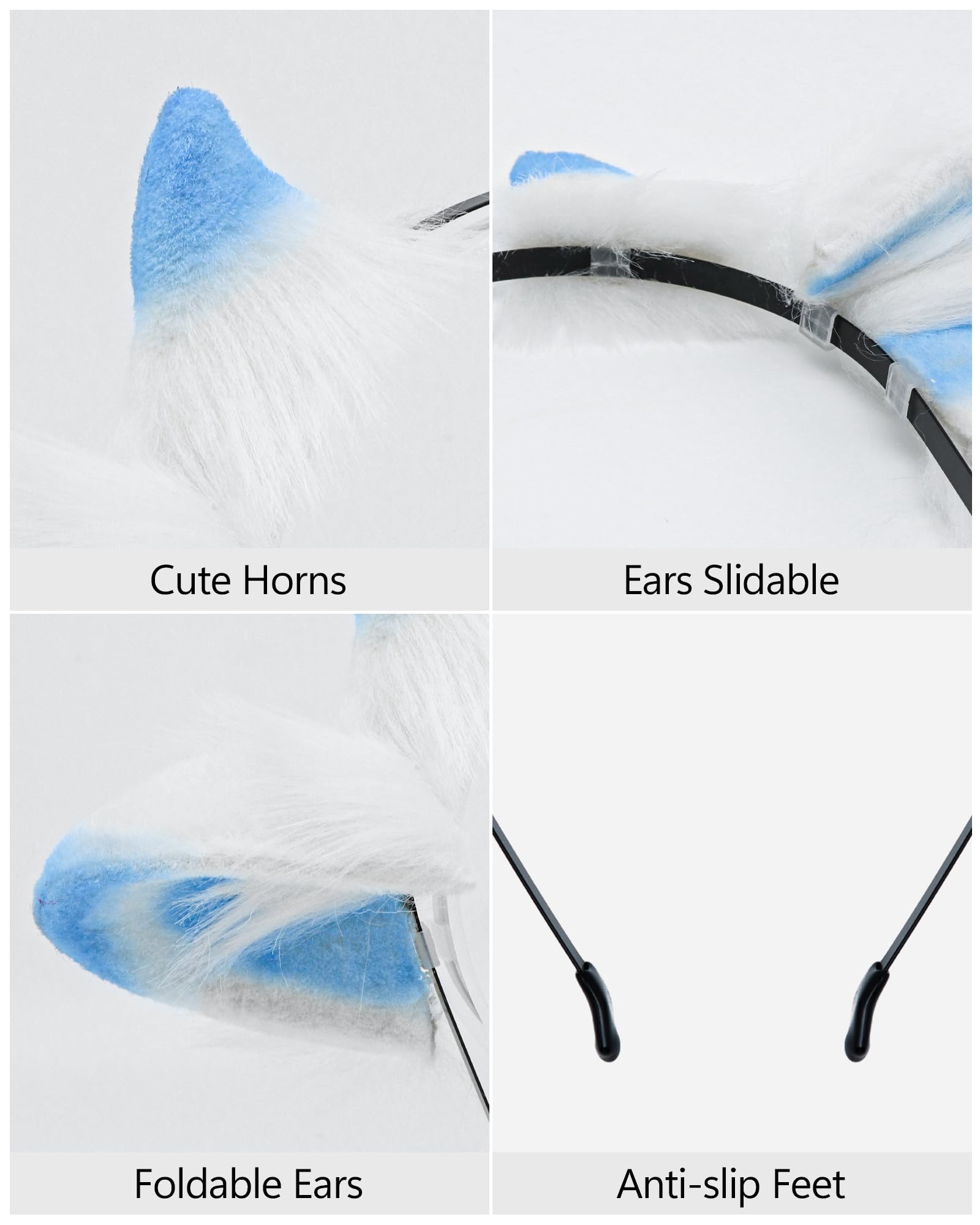 ZFKJERS Cosplay Furry Lamb Ears Headband Soft Animal Ear Hair Accessory for Halloween (Blue) - Image 2
