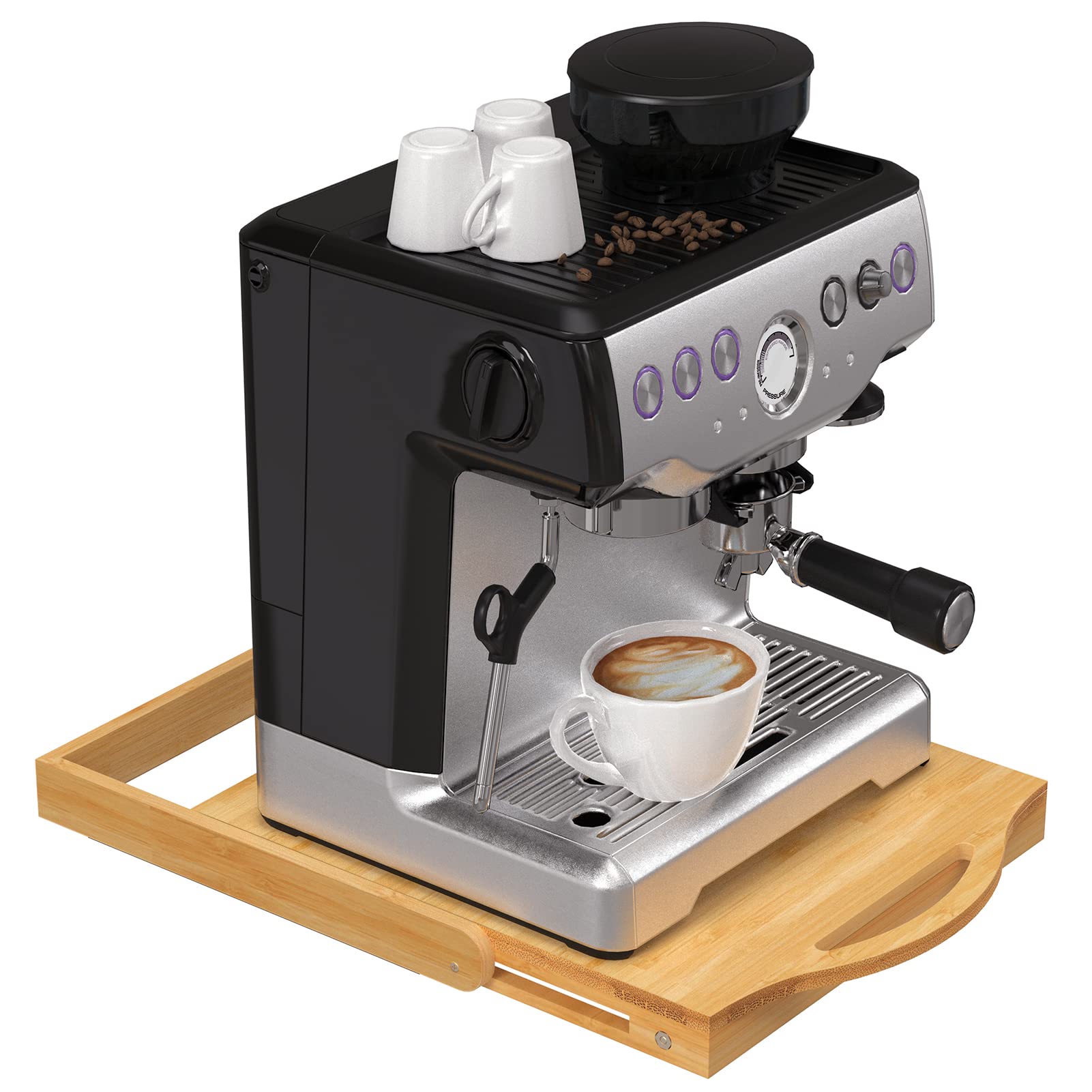 Buy Yumkfoi Bamboo Appliance Slider Tray, Large Sliding Tray Caddy for