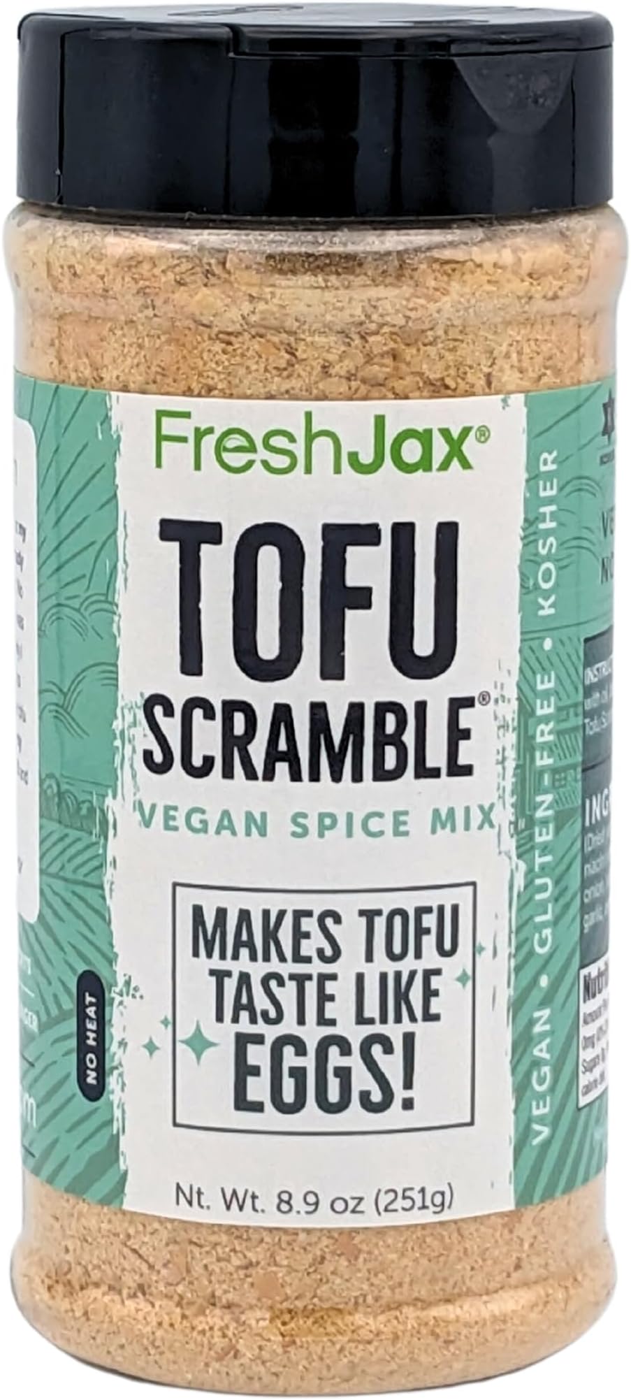 FreshJax Premium Gourmet Spices and Seasonings, Tofu Scramble Spice Mix (8.9oz XLarge Bottle) Vegan Plant-Based Tofu Seasoning, Organic Ingredients Gluten-Free Certified Kosher