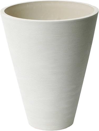 Algreen Valencia - Maceta redonda cónica para interiores y exteriores, color blanco, 14 pulgadas de alto x 11.4 pulgadas de profundidad