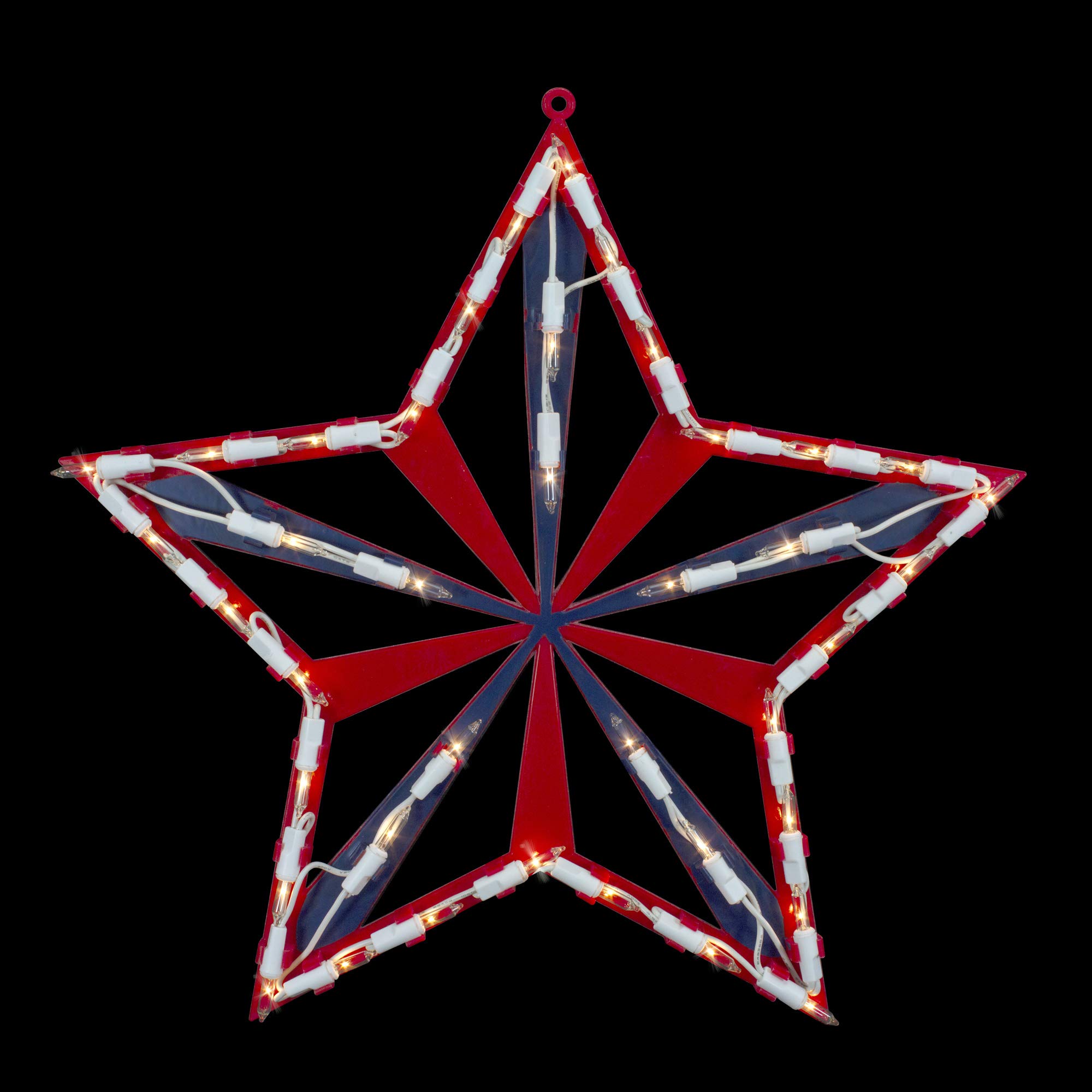 Northlight Lighted 4th of July Star Window Silhouette Decoration, Red White and Blue, 14 Inches