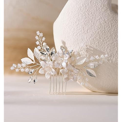 SWEETV Wedding Hair Comb Clip Bridal Crystal Wedding Hair Accessories for Brides and Bridesmaid, Silver