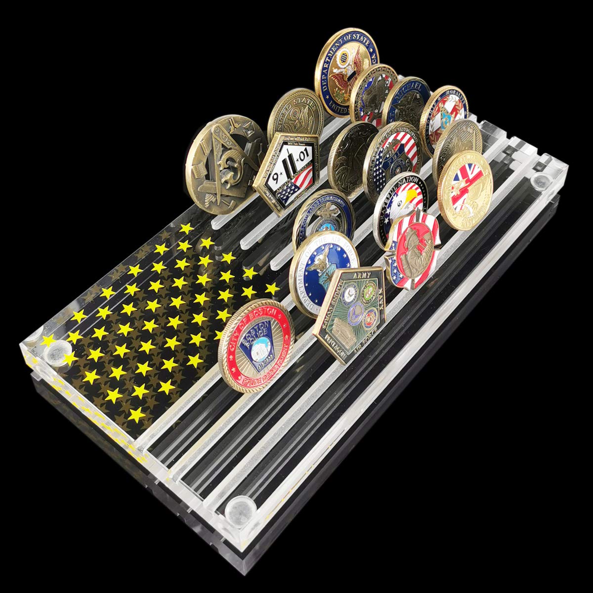 LZWIN 6 Rows Clear Acrylic Challenge Coin Display Case, US Army