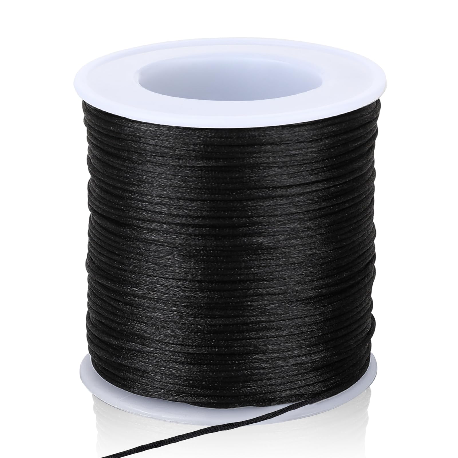 1.5mm Black Nylon String Cord, Multi-Use Strong Nylon Braided String Thread for Beading Wind-Chime Repairs Jewelry Making Bracelet Necklaces Chinese Knot Craft (60 Yards)