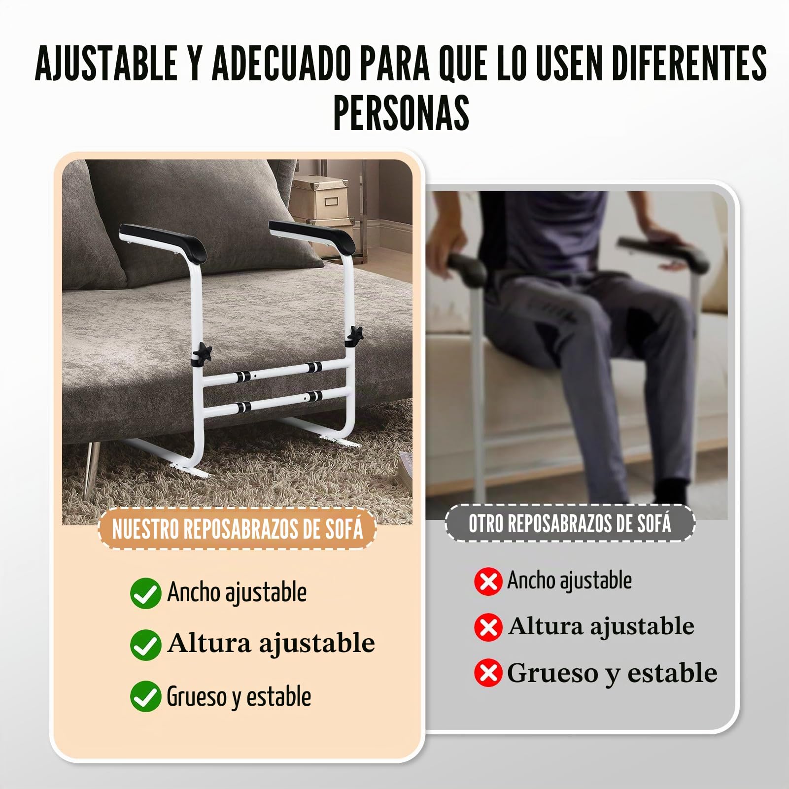 Ayuda para levantarse en sillón, barra de apoyo para la movilidad, ayuda para levantarse en la cama, barra de seguridad ajustable en altura para personas mayores, maternidad y pacientes