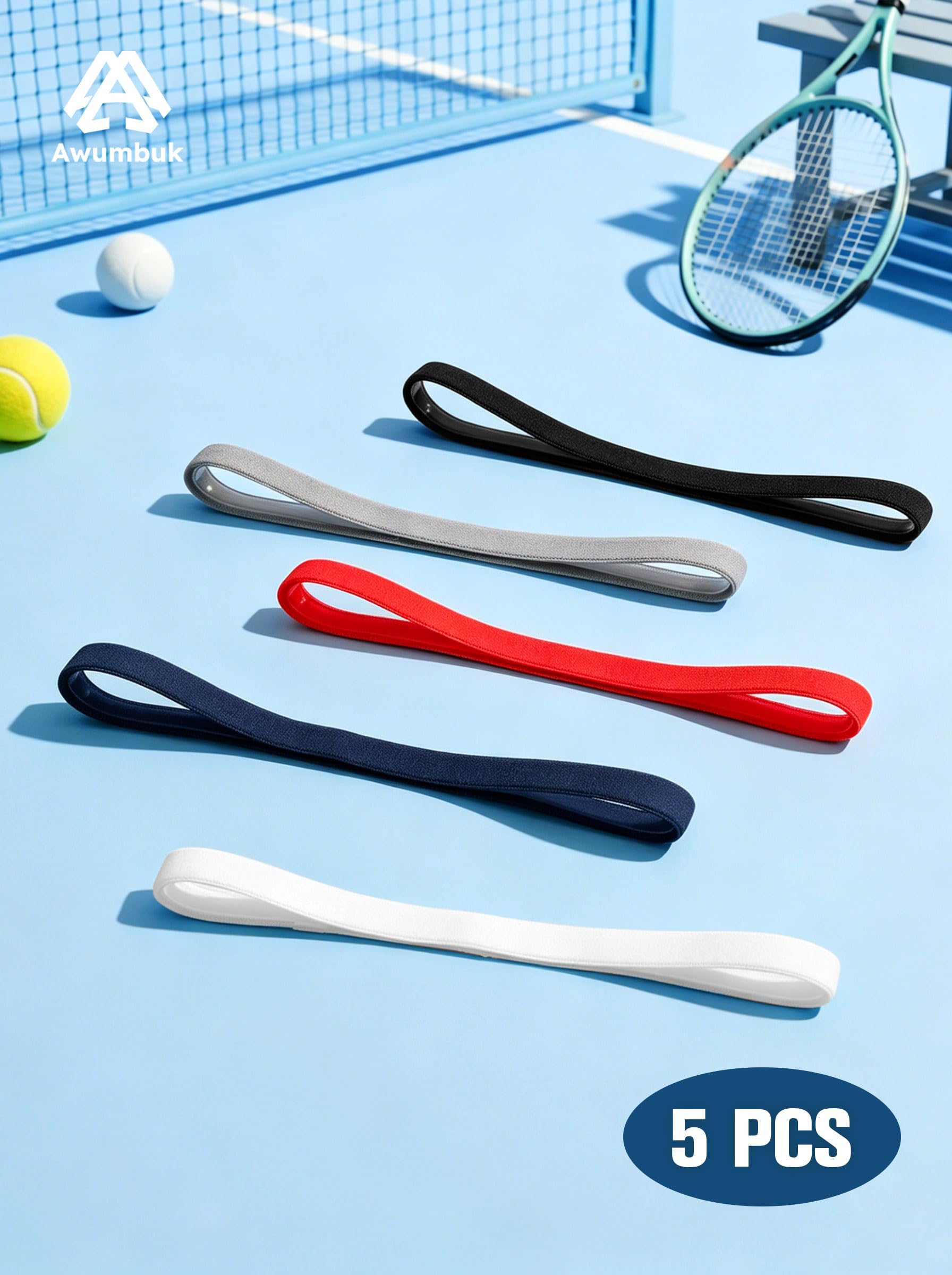 Awumbuk Cinta Pelo Deporte Niño, 5 Piezas Elastica Diadema Antideslizante para el Sudor Headbands Niño y Niña, para Fútbol, Correr, Yoga, Ciclismo, Baile