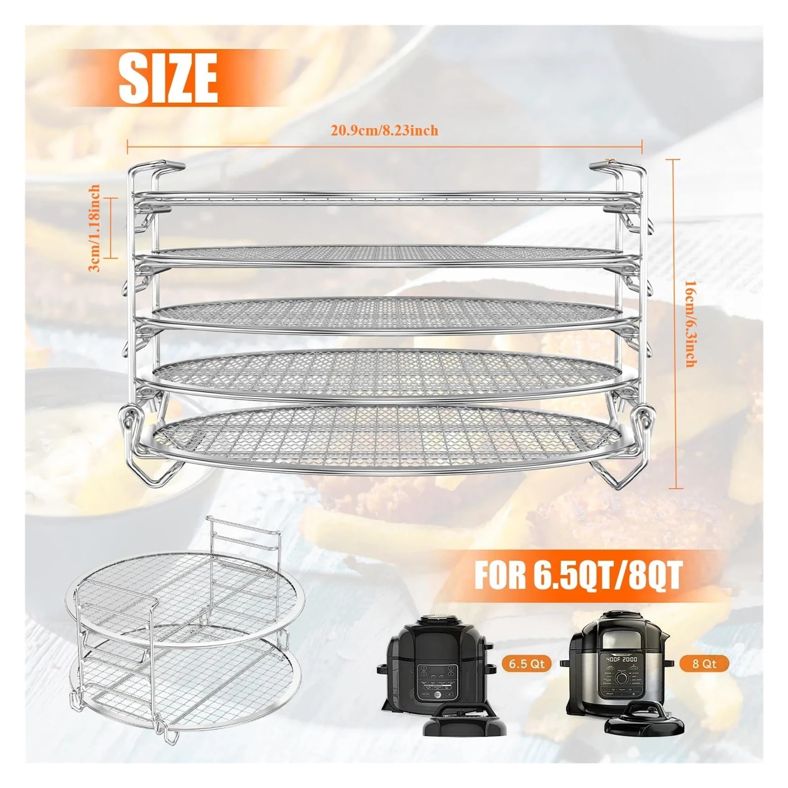 Supporto Pizza Metallo Griglia di raffreddamento for teglia for pizza 3 in 1 a 5 strati
