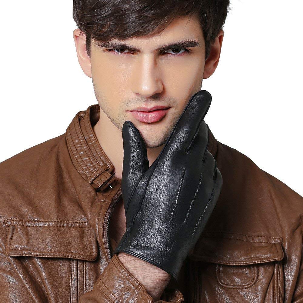Unisex-Adult Mittens Męskie Zimowe Rękawiczki Ciepła Podszewka) Skórzane Rękawiczki (Modern Casual)/Colour/Xl