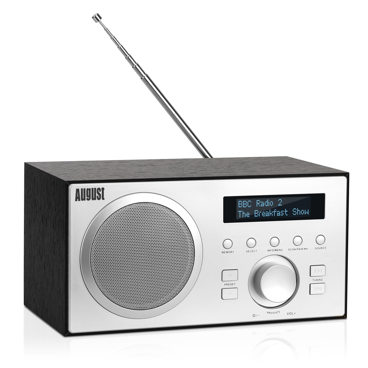 radio dabfm bluetooth black with alarms presets