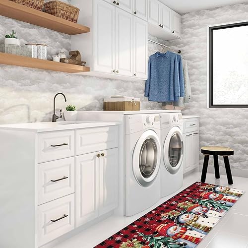 Miniatura 232 de Alfombras y tapetes de cocina Hello Fall, 2 unidades, color azul, naranja, calabaza, hoja de arce, pájaros, alfombras antideslizantes con pasillo