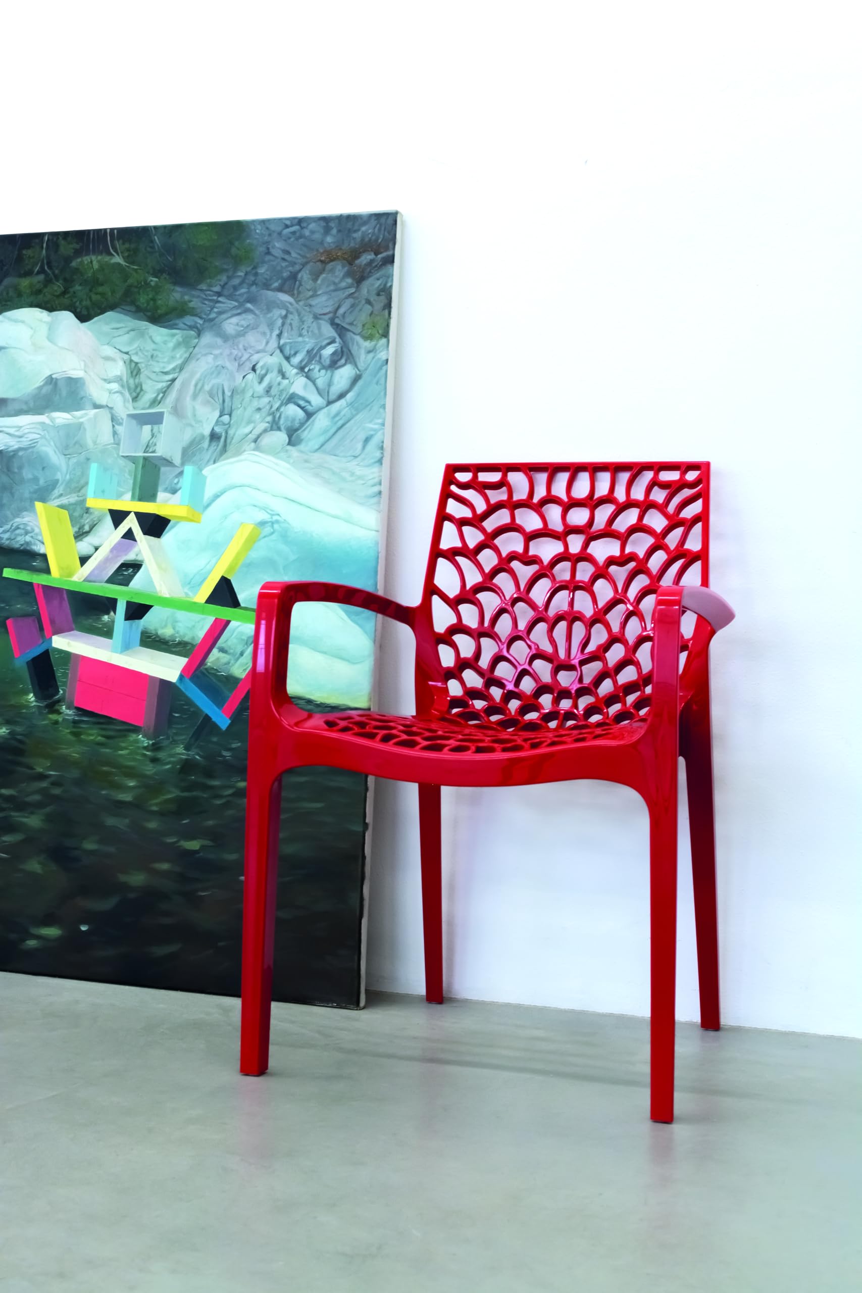 Grandsoleil Upon Gruvyer Stapelbarer Sessel, Polypropylen, 53 x 58 x 81 cm, Rot