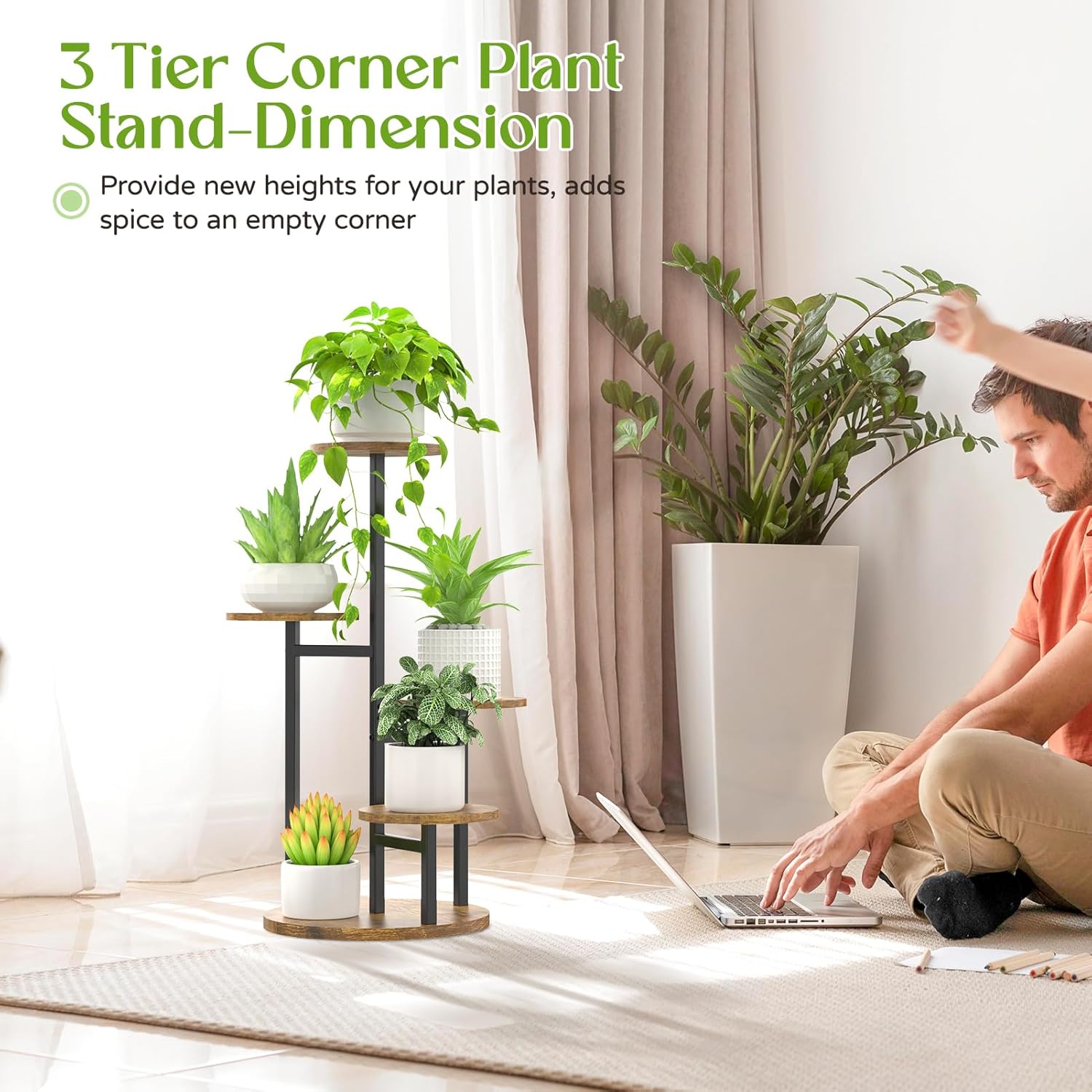 LyTaispuly 5 Tier Plant Stand Indoor Outdoor, Tiered Metal Wood Plant Pot Stands Flower Shelf for Multiple Plants, Plant Holders Rack Stand for Garden Balcony Patio Living Room... - Image 6