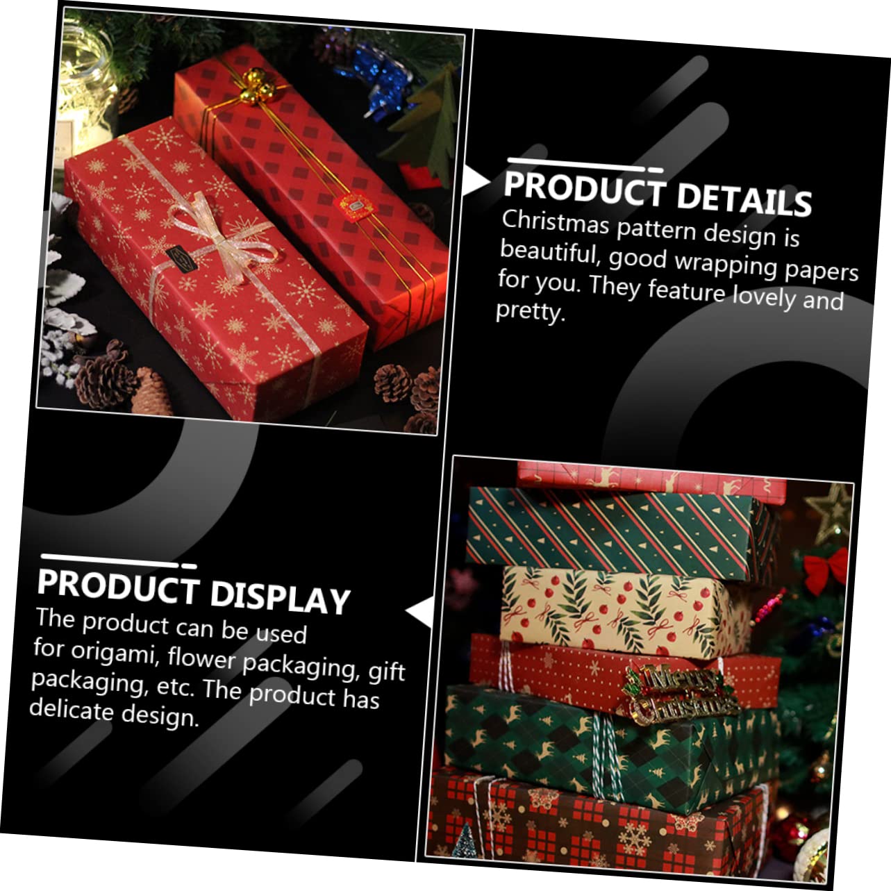 FRCOLOR 3 Sätze Geschenkpapier Für Weihnachten Packpapier Weihnachten Weinachtsgeschenkpapier Rot Verpackungspapiere Selber Machen Band Weihnachtsgeschenkpapier Papierumschlag 8 Stück * 3