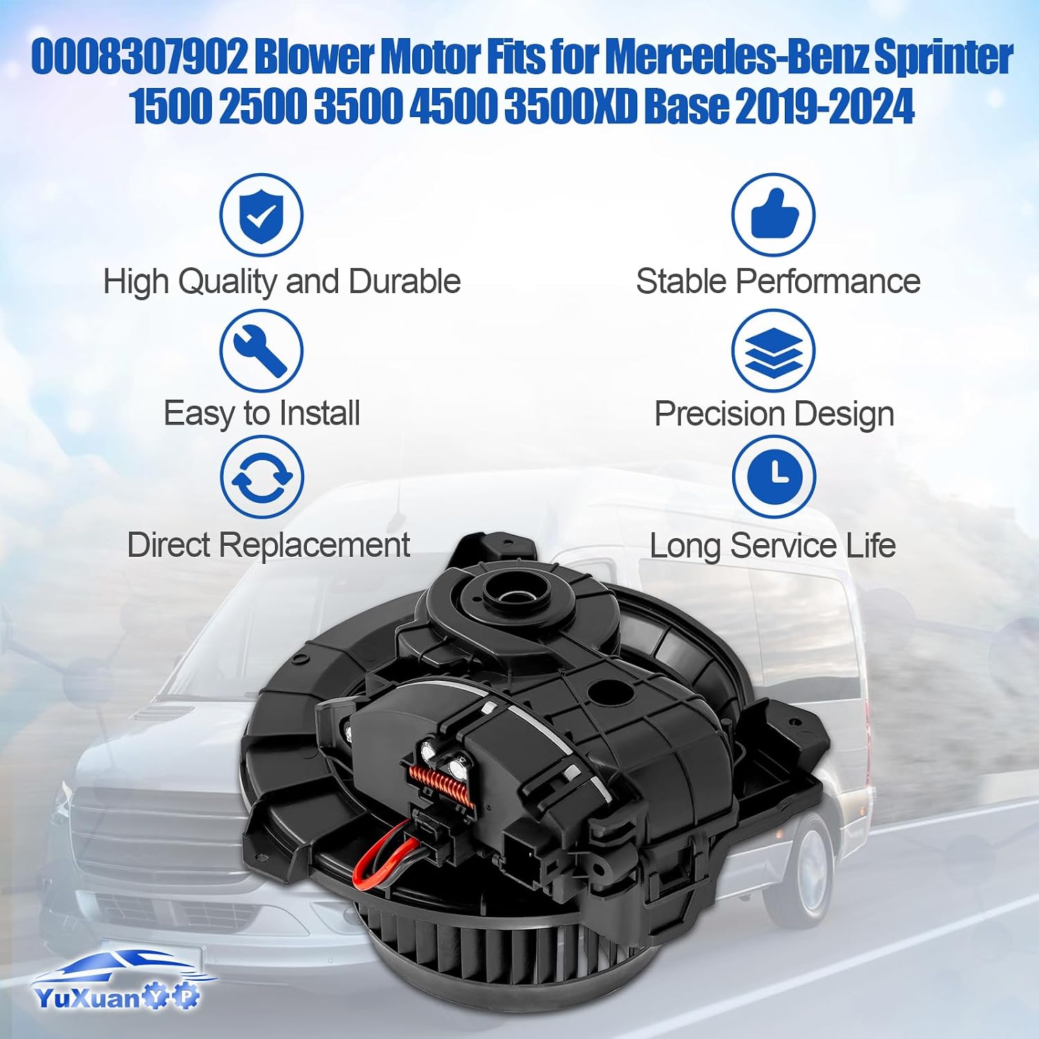 0008307902 Blower Motor Fits for Mercedes-Benz Sprinter 1500 2500 3500 4500 3500XD Base 2019-2024# A0008307902 2312256