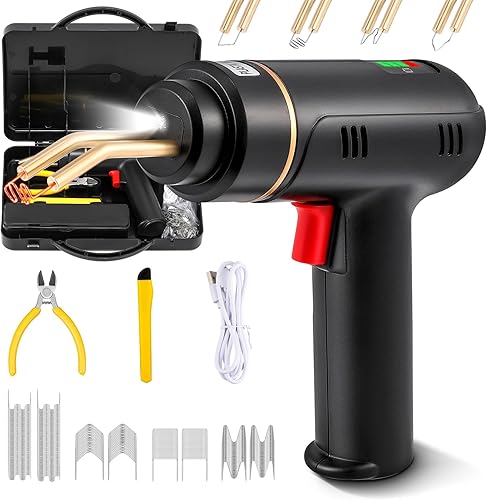 Soldador de plástico inalámbrico de 200 W, kit de soldadura de plástico con 450 grapadoras en caliente, kit de pistola soldadora de plástico