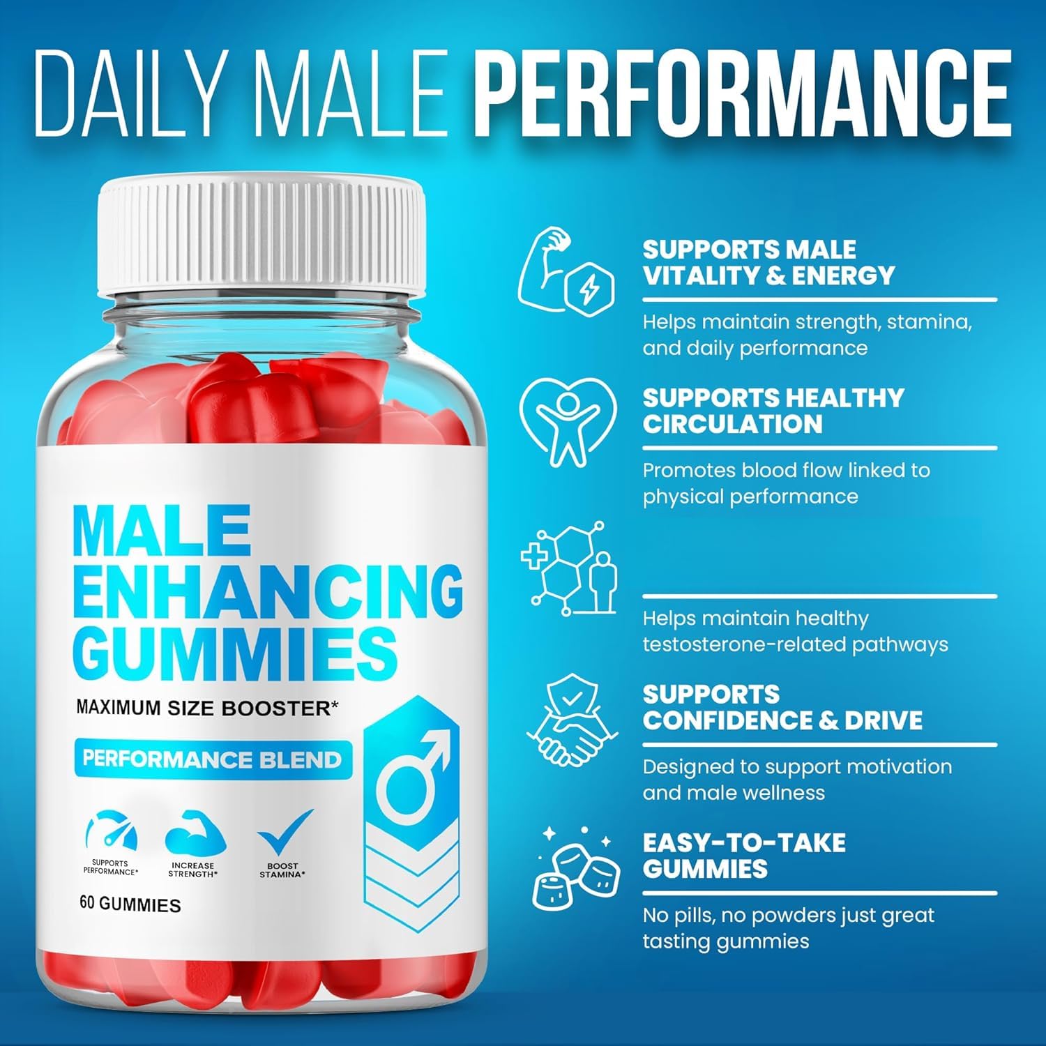 gomitas de mejora masculina, contienen fórmula natural,2 uds. | llenas de energía y confianza, mejoran el estado de ánimo y mejoran la resistencia.