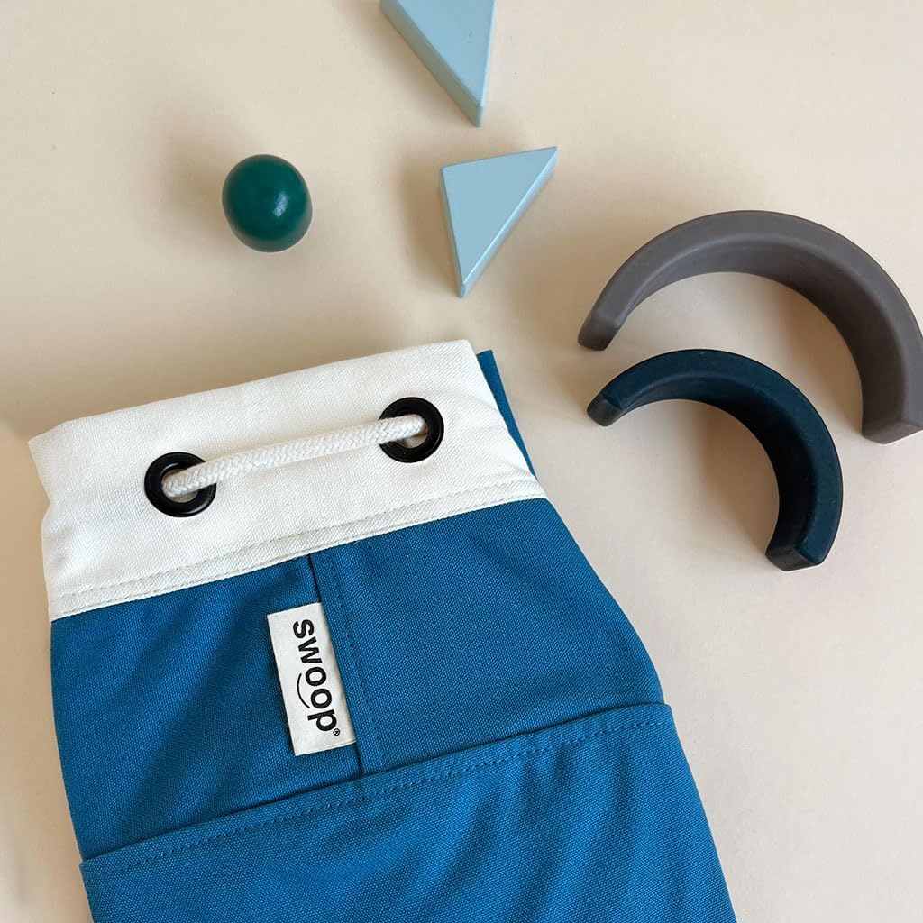 Swoop Bags - Durable Toy Storage Drawstring Bag - Ideal for Small Toys - Organizer and Play Mat - Cool Storage For Kids Rooms and Playrooms - BLUE