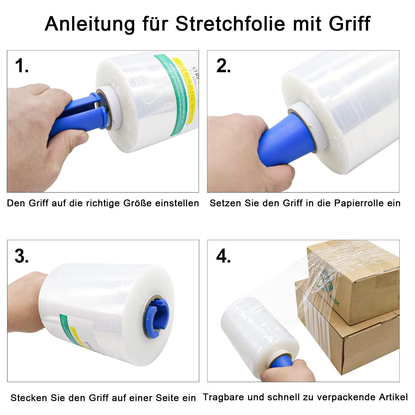 BOMEI PACK Lot de 6 rouleaux de mini film extensible transparent extra résistant pour déménagement, stockage et expédition