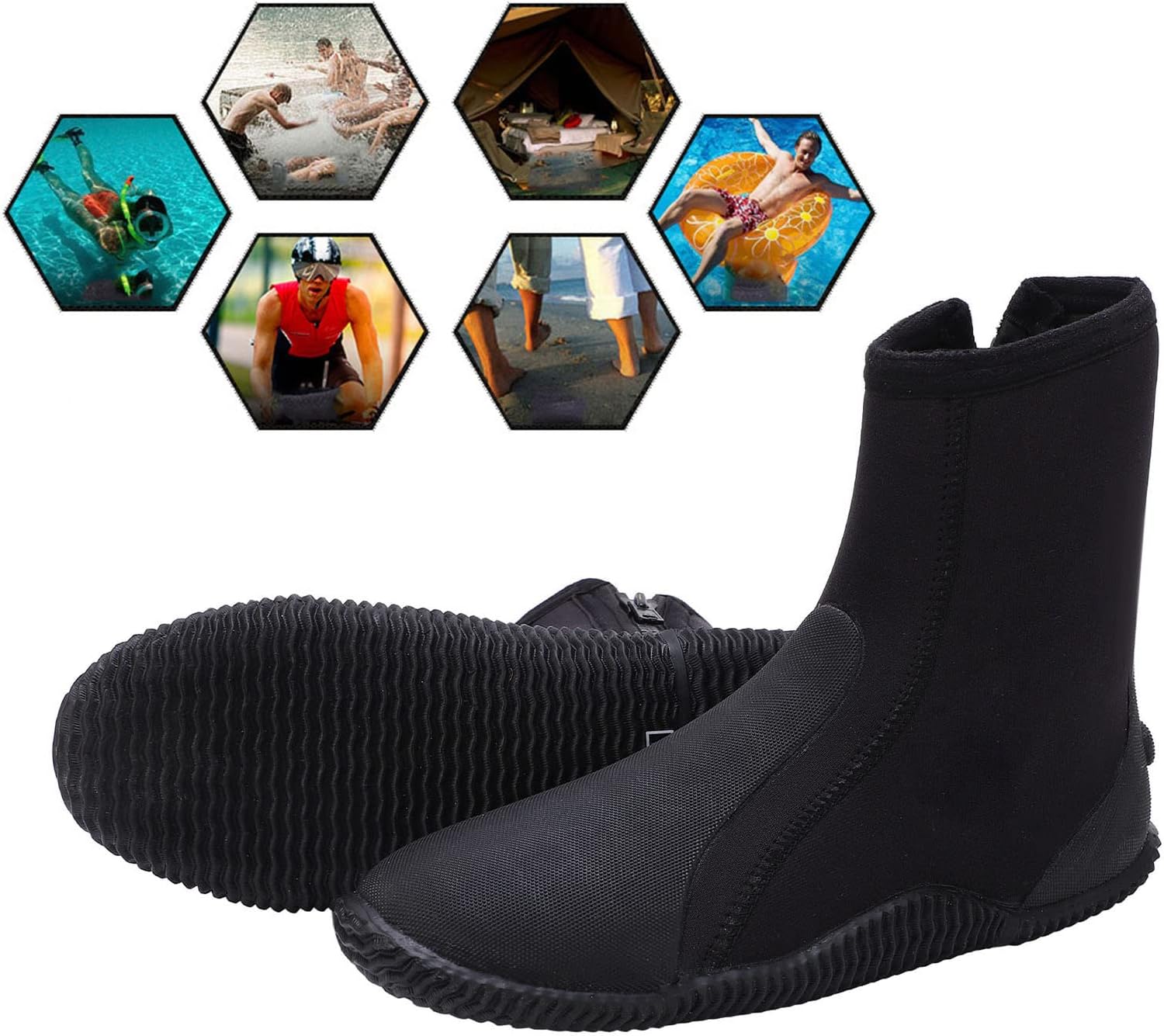 1 Pair Diving Boots, 7mm Neoprene Anti Slip Sole Dive Boots, Rescue Flood Shoes for Cycling River Tracing Swimming Snorkeling