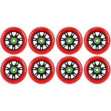 8 pack Inline Skate Wheels 85A PU Replacement Wheel, 90mm 100mm 110mm Fitness Skate Wheel with Durable Core, Smooth Rolling Performance for Inline Skates Outdoor Indoor Skating red,110mm