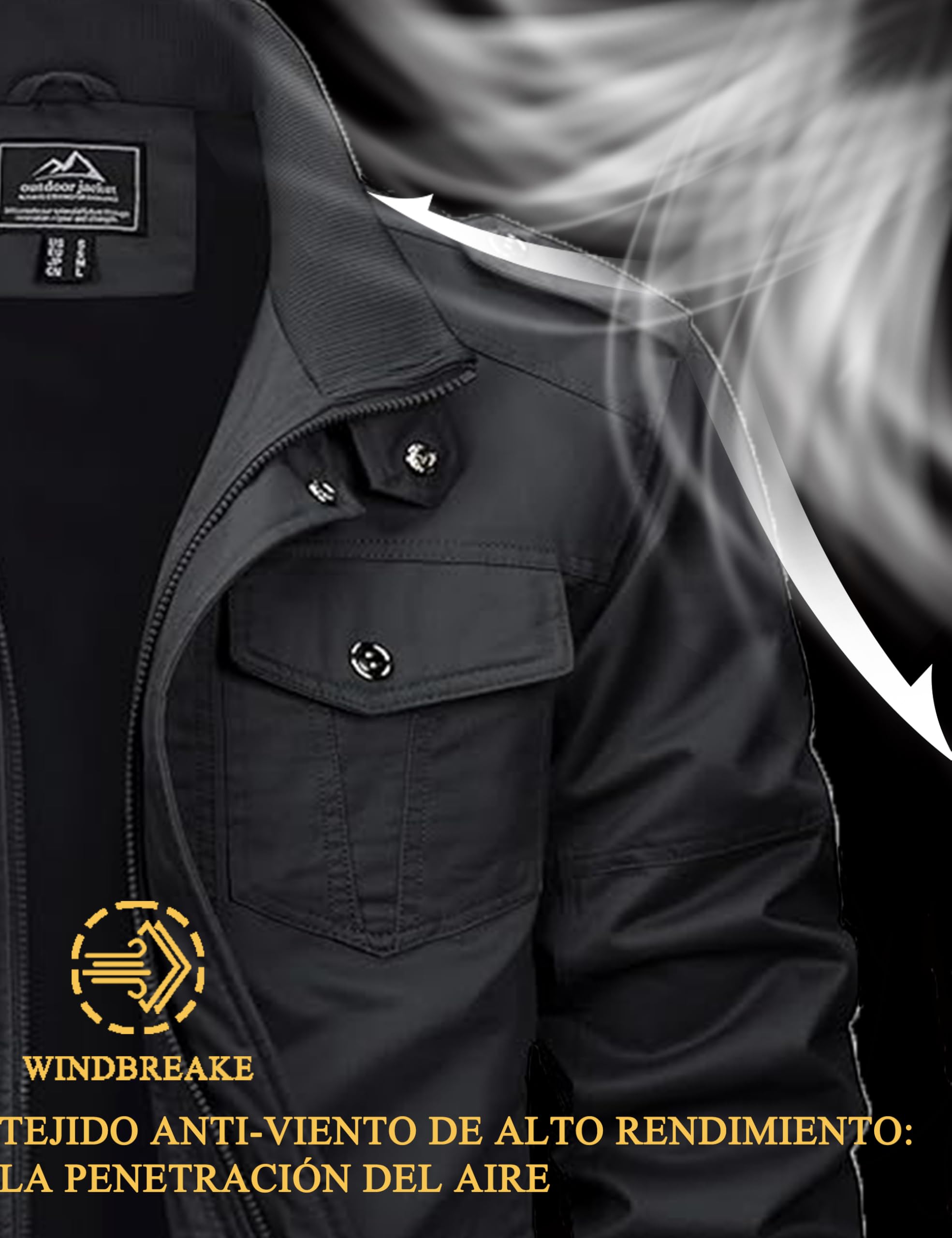 MAGCOMSEN Chaqueta de entretiempo para hombre Cargo para exterior, cortavientos, chaqueta de primavera militar, chaqueta de aviador de algodón, cuello alto, chaqueta de trabajo con múltiples bolsillos