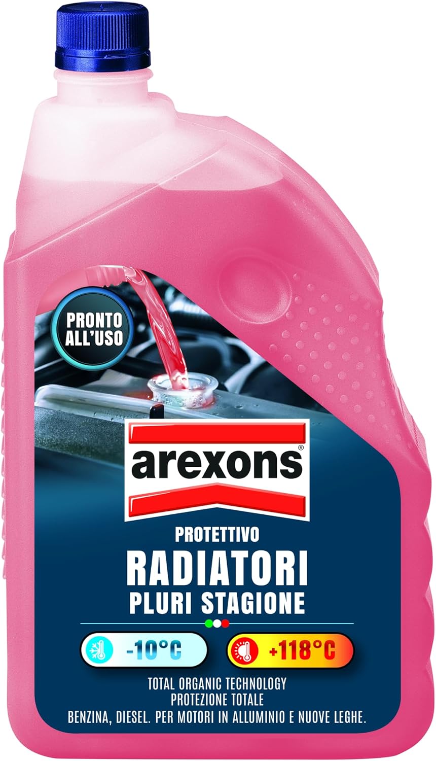 AREXONS Protettivo Radiatori Pluri-Stagione, Protezione Antiebollizione Estiva per Motori Moderni, Efficace Fino a +118°C, Adatto a Rabbocchi e Miscelazioni, 2L