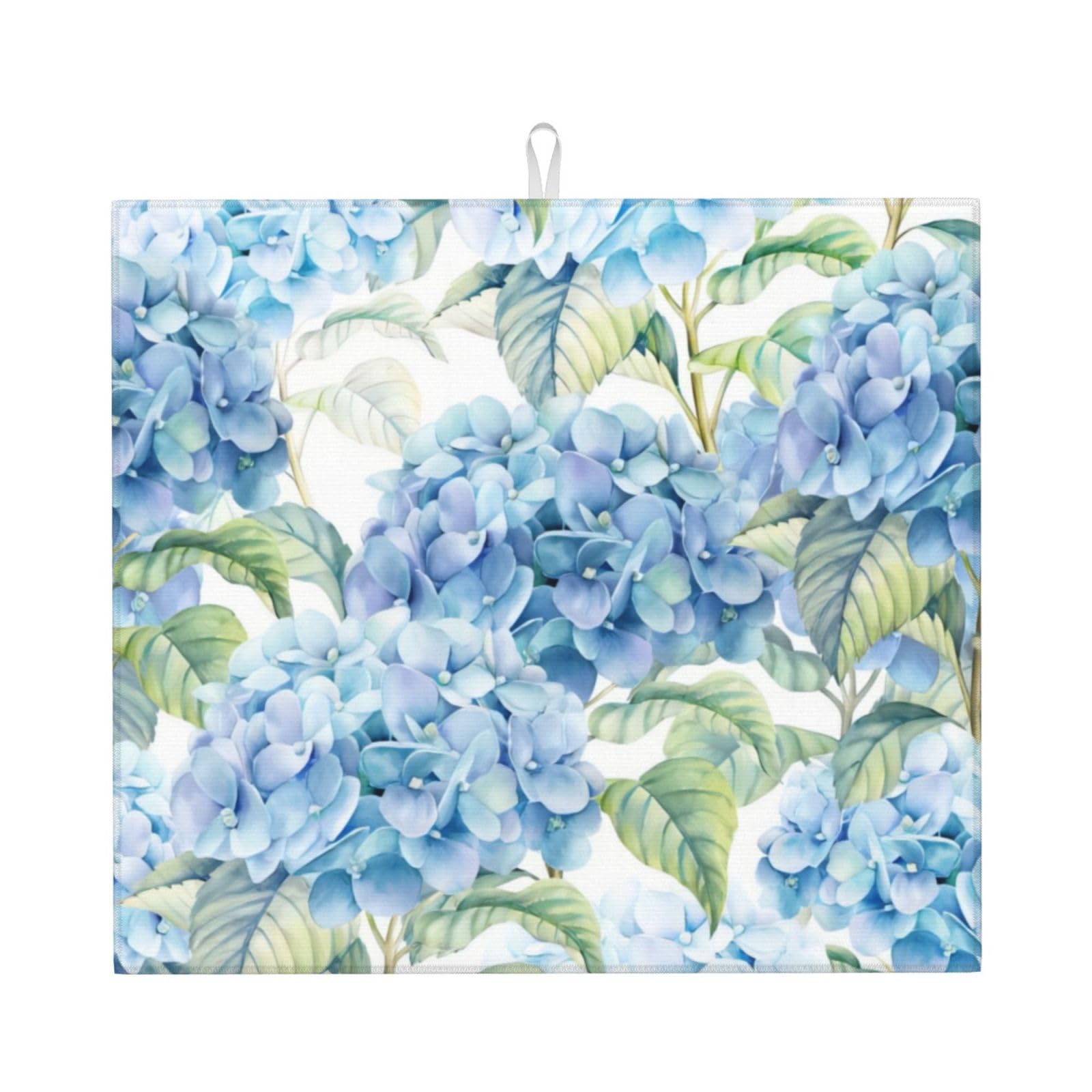 YYHWHJDE Hydrangea Prints Kitchen Drying Mat - Absorbent Dish Drying Throw with Vibrant Prints, Quick-Dry Countertop Layer for Dishes & Appliances - Non-Slip & Foldable