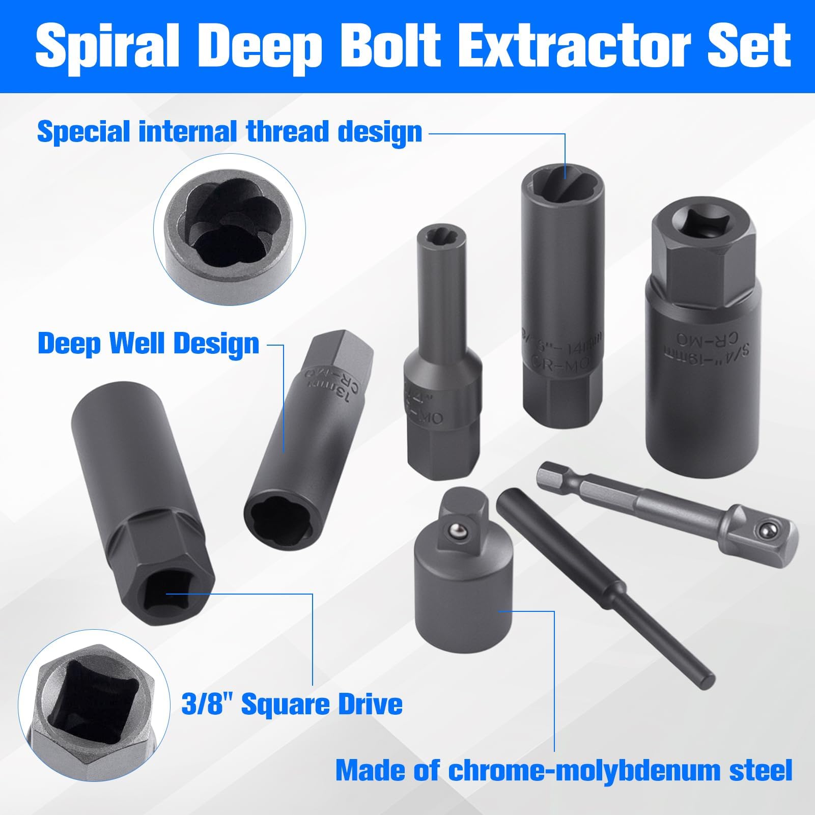 SPEEDWOX 16 Pz set di estrattore a bullone profondo a spirale spogliarellista set di estrattore per dadi spogliarellista dado spogliarellista per bulloni, dadi, prigionieri