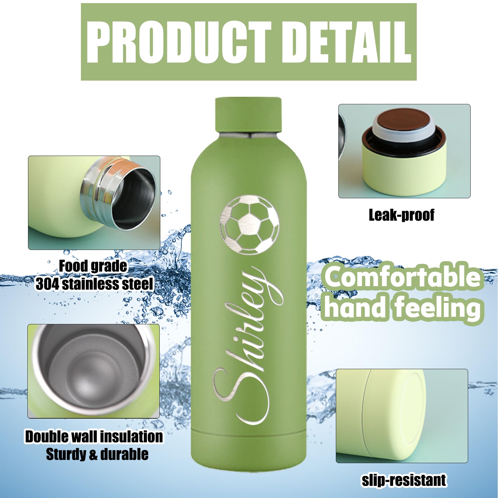 Bottiglia d'acqua sportiva Boccette isolate in acciaio inossidabile da 18/32 oz Bottiglia d'acqua personalizzata, Bottiglia d'acqua personalizzata, Bottiglia con nome, Mantiene freddo 24 ore - Italia