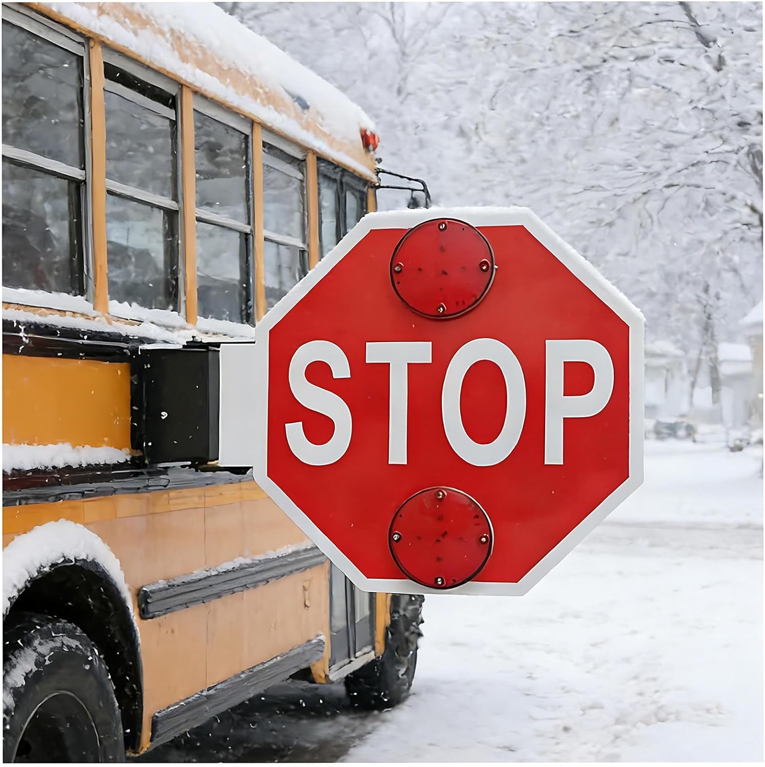 High Visibility Electric LED Stop Sign for School Bus - 18" Aluminum Flashing Signal Arm, Side-Mounted, DC 12V/24V, Available in 1/2/4 Packs, Ideal for School Safety