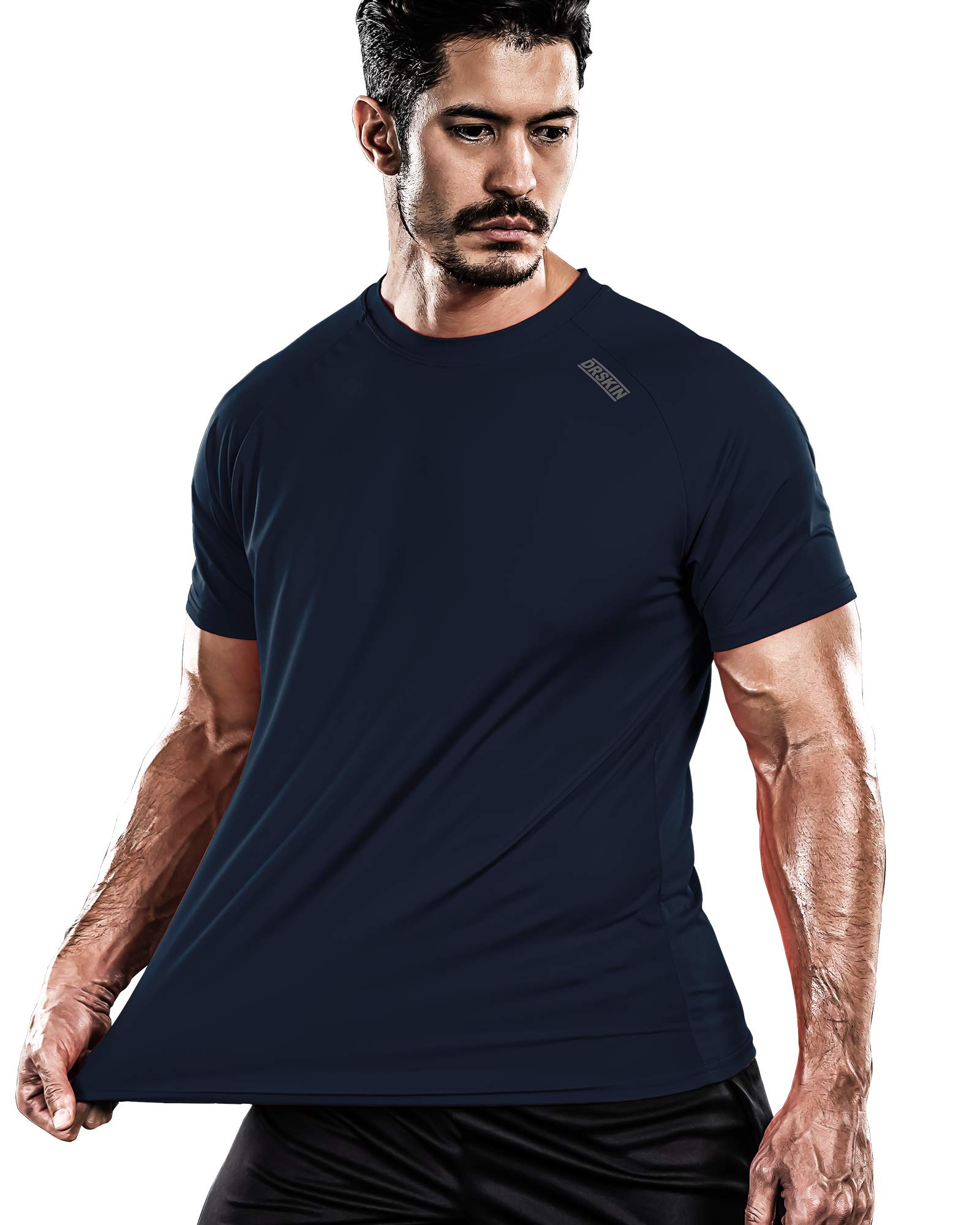 DRSKIN Men's 2 or 1 Pack T-Shirt Short Sleeve Shirts Running Athletic Workout Active Sun Protection Quick Dry