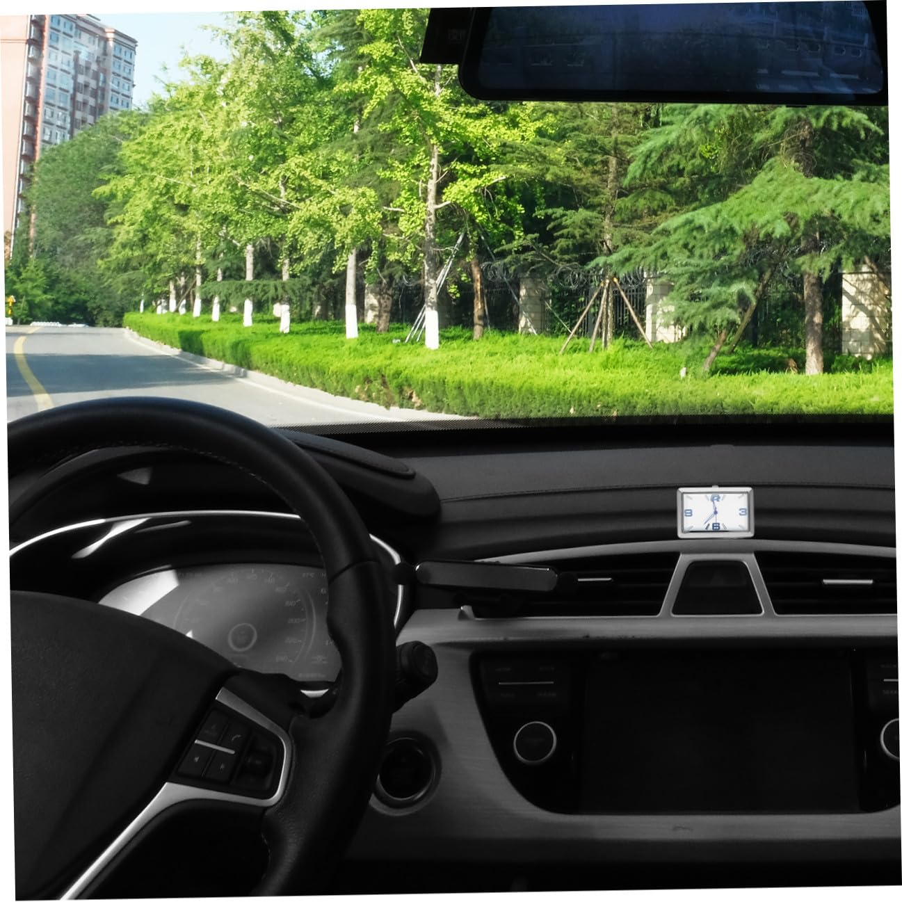 Ciieeo Small Square Car Dashboard Clock Adhesive Compact Auto Vent Mount Timepiece for Precise Driving Check and Stylish Vehicle Decor