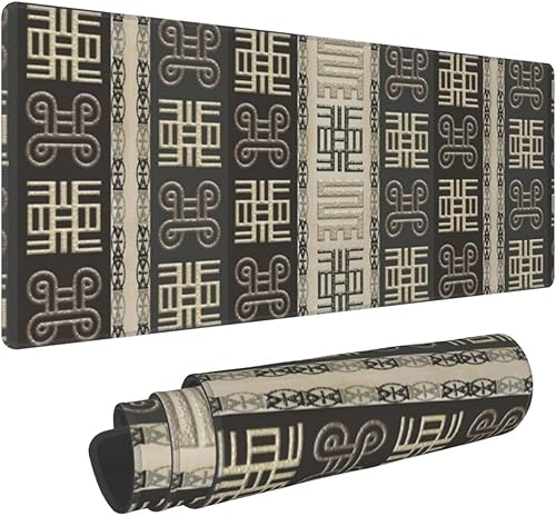 Miniatura 2 de Alfombrilla de mouse extendida para juegos, patrón africano con símbolos Adinkra, cómodas almohadillas para mouse con base de goma antideslizante,
