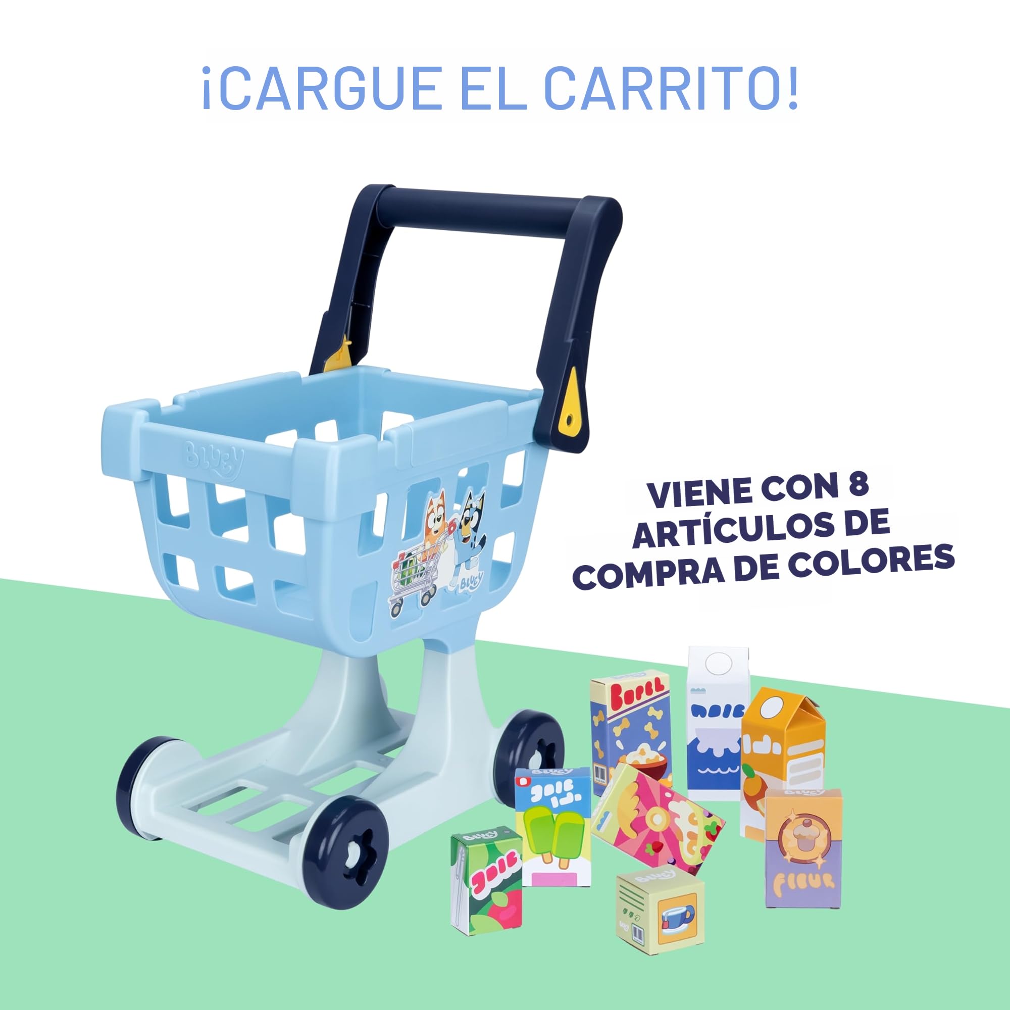 El juego de compras de Bluey lleva a tu hijo al mundo de Bluey con juguetes de tamaño ideal para él. 😍 Incluye el carrito de compras Bluey, la caja registradora Bluey El juego de compras de Bluey lleva a tu hijo al mundo de Bluey con juguetes de tamaño ideal para él. 😍 Incluye el carrito de compras Bluey, la caja registradora Bluey