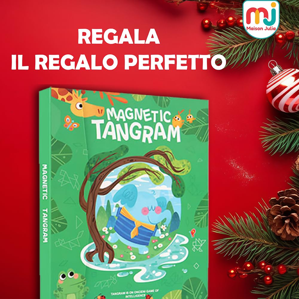 Tangram Magnetico - Gioco per bambini dai 3 anni - Gioco di viaggio per bambini - Rompere testa - Logica -Apprendimento Forme geometriche Colori - Regalo Natale Compleanno - Montessori