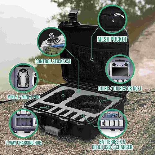 Miniatura 3 de INNVO Funda rígida impermeable para DJI Mini 4 Pro Fly More Combo RC 2  RC-N2, funda protectora resistente compatible con DJI Mini 4 PROMini 3 PRO,