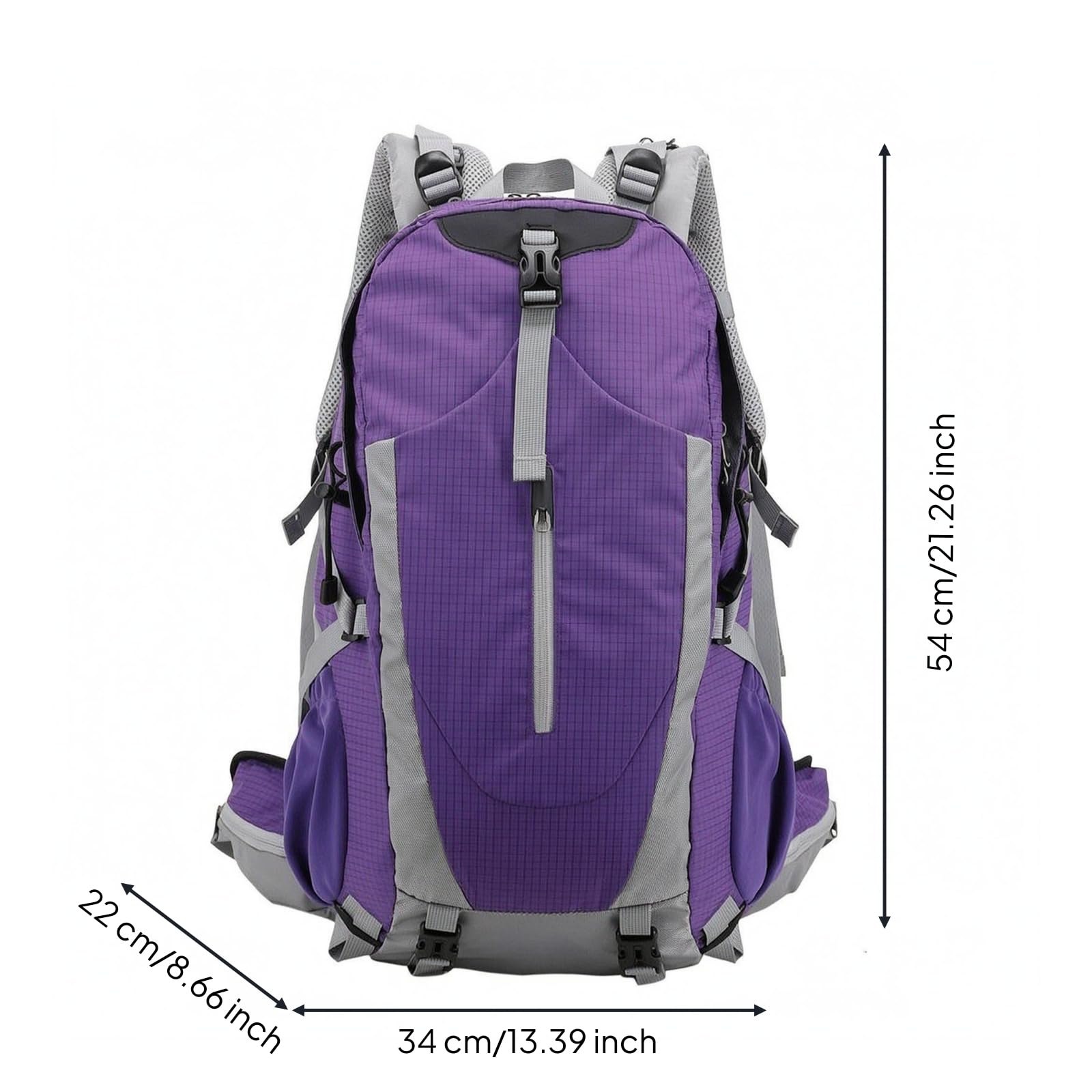 Qianly Zaino 40L Tasca Frontale Zaino Trekking Pannello Schienale Sagomato Attrezzatura da Esterno per Escursioni, Viaggi, Viola, Viola Rosa