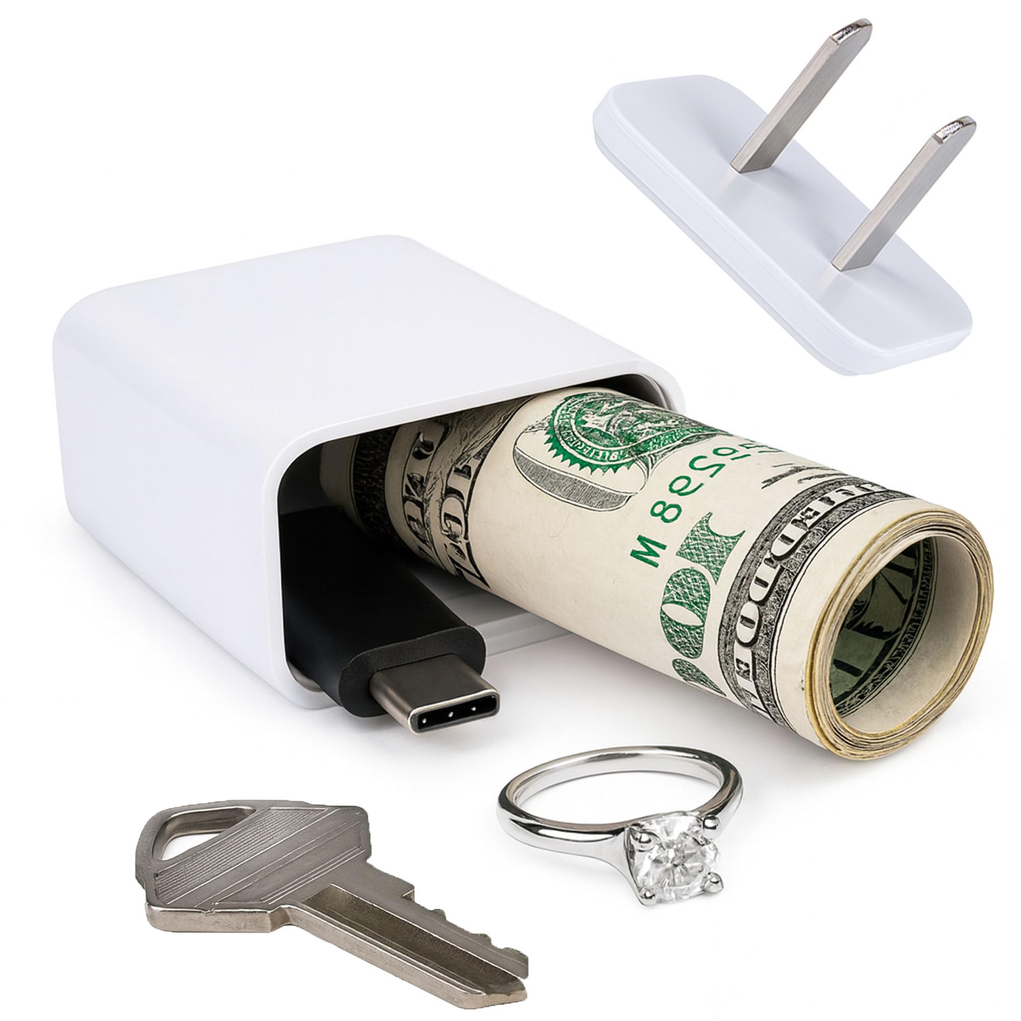 Phone Charger Diversion Safe - Realistic Looking USB Charger with Storage Compartment | Cash Can Items Hidden Compartment Storage Hiding Places for Valuables-image-37