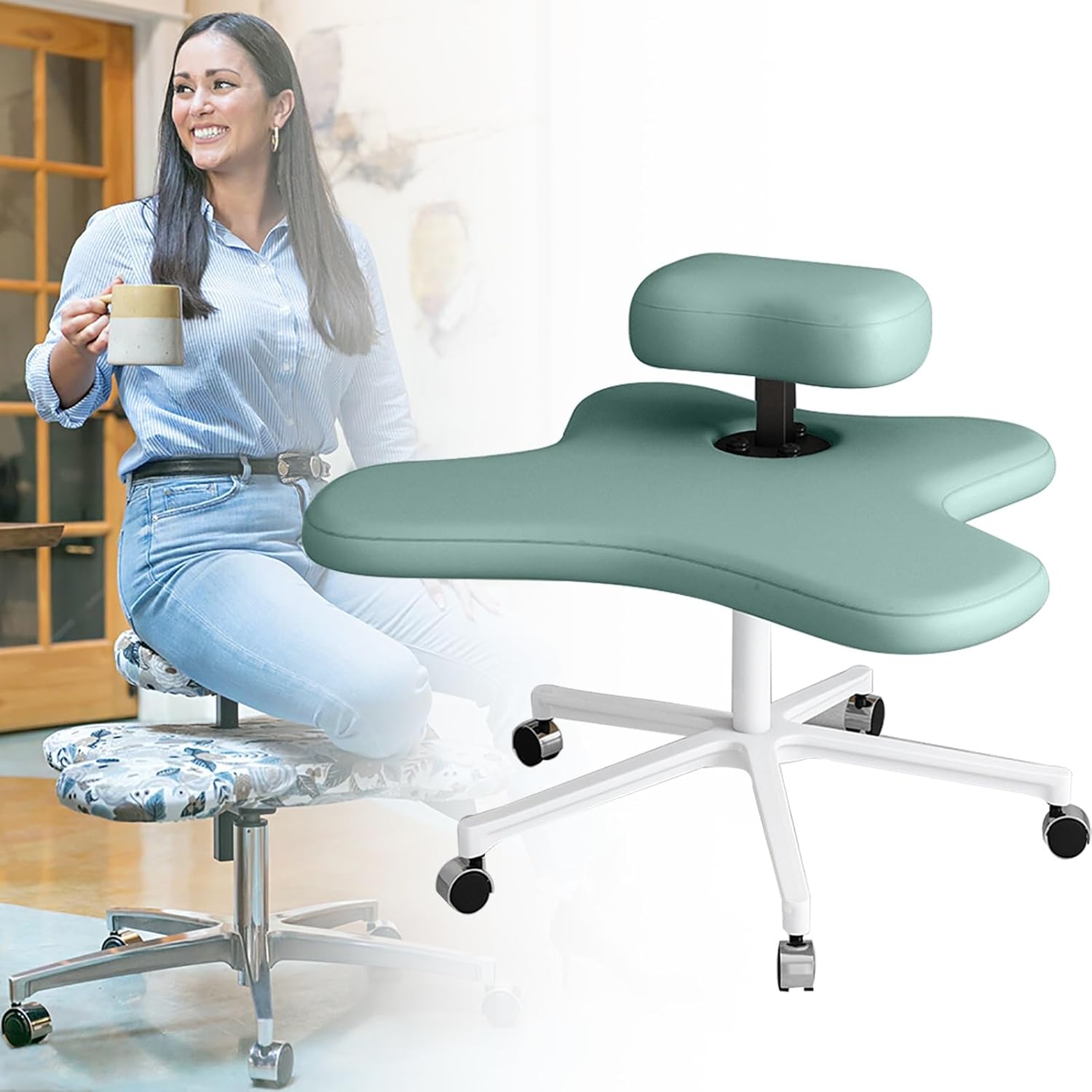 Kneeling Chair, Home Office Desk Chair, Cross Legged Kneeling Chair, Ergonomic Height Adjustable Office Stool, Ergonomic Posture Corrective Seat, for Computer Workers, Yoga Lovers, Meditation