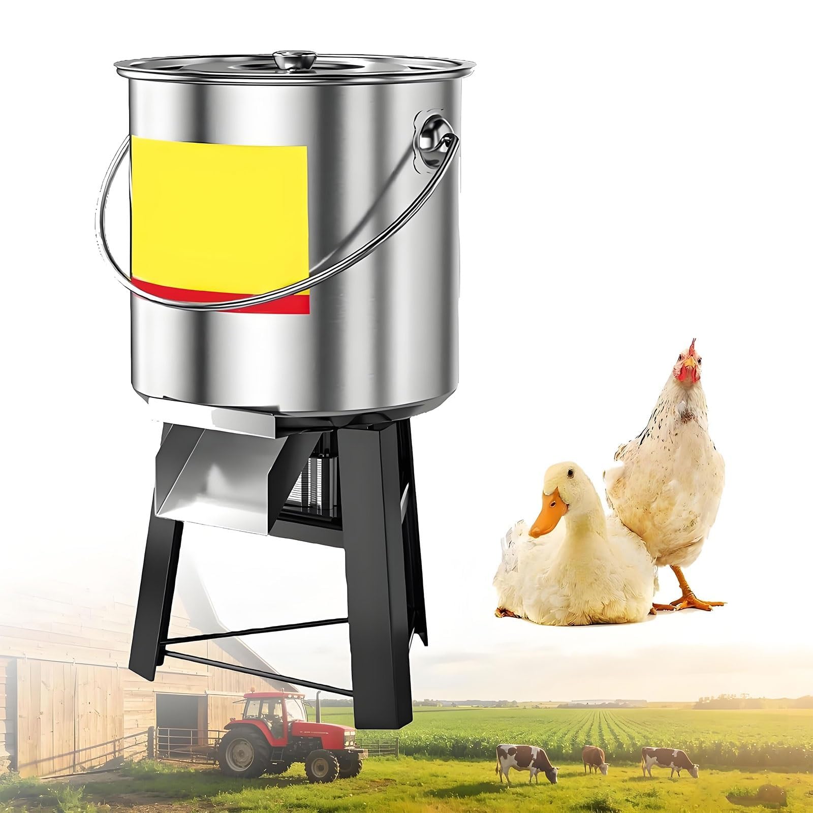 Picador de alimentación de aves de corral 1000W Trituradora de césped de acero inoxidable Trituradora de granja multifuncional para hojas de paja Roots Procesamiento de frutas Durable Fácil limpieza U