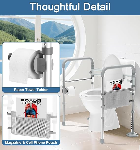 HOMLAND Toilet Safety Rails for Seniors, Adjustable Height & Width, 350 Lbs