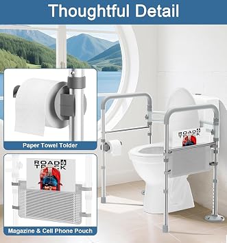 HOMLAND Toilet Safety Rails for Seniors, Adjustable Height & Width, 350 Lbs