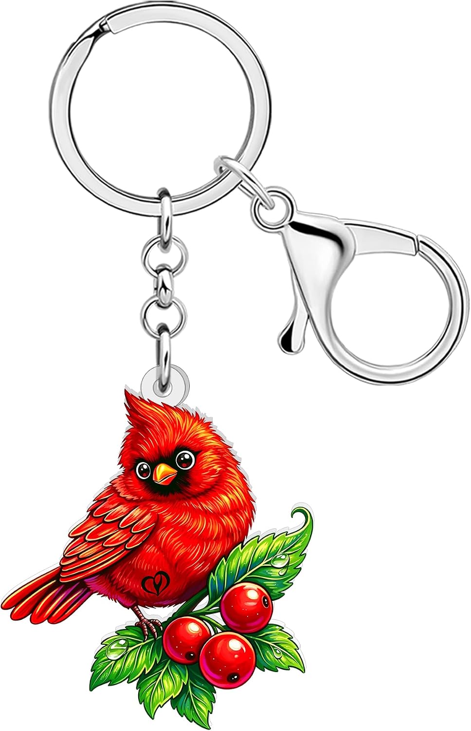NEWEI Acrylic Cute Red Cardinal Keychain Car Keys Wallet Keyring Rings Accessories Bird Gifts for Women Bird Lovers Charms
