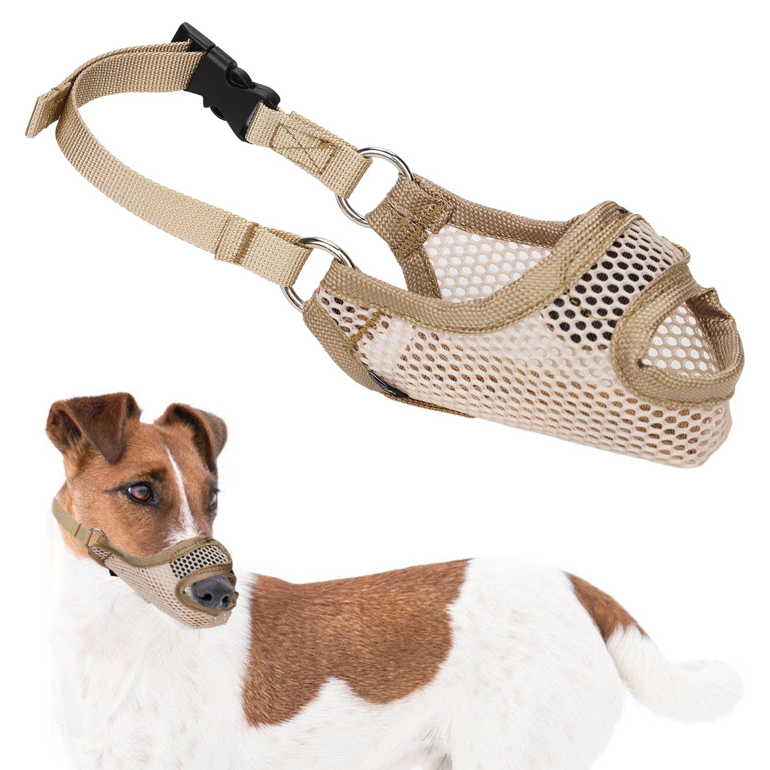 Bozal para Perro de Tamaño Grande Mediano y Pequeño, Suave Bozal para Perro Antimordeduras con Diseño de Apertura Frontal Transpirable Bozal para Dejar de Masticar Protector de Bozal Regalo (L)
