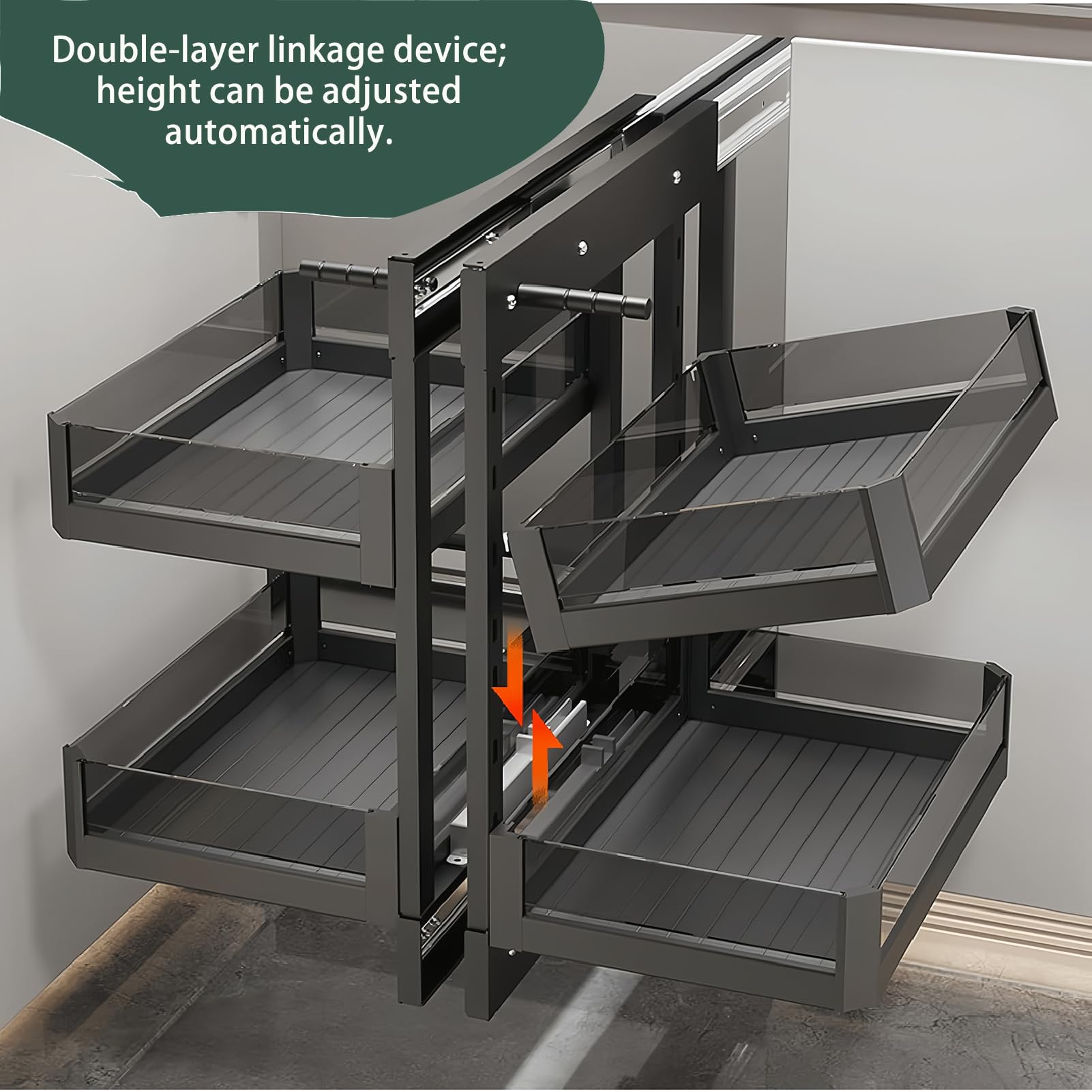 Meuble d'angle avec 4 paniers, étagère extensible pour armoires d'angle de cuisine