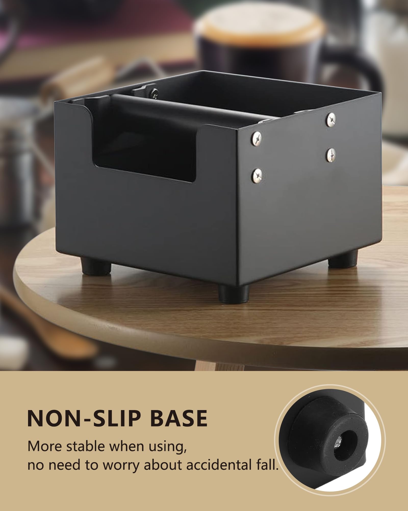 Knock Box per caffè, Contenitore per Fondi di caffè in Acciaio Inossidabile con Resistente Barra di Battuta Accessori per Macchine da caffè Espresso Facili da Lavare Cestino per Rifiuti Macinati per
