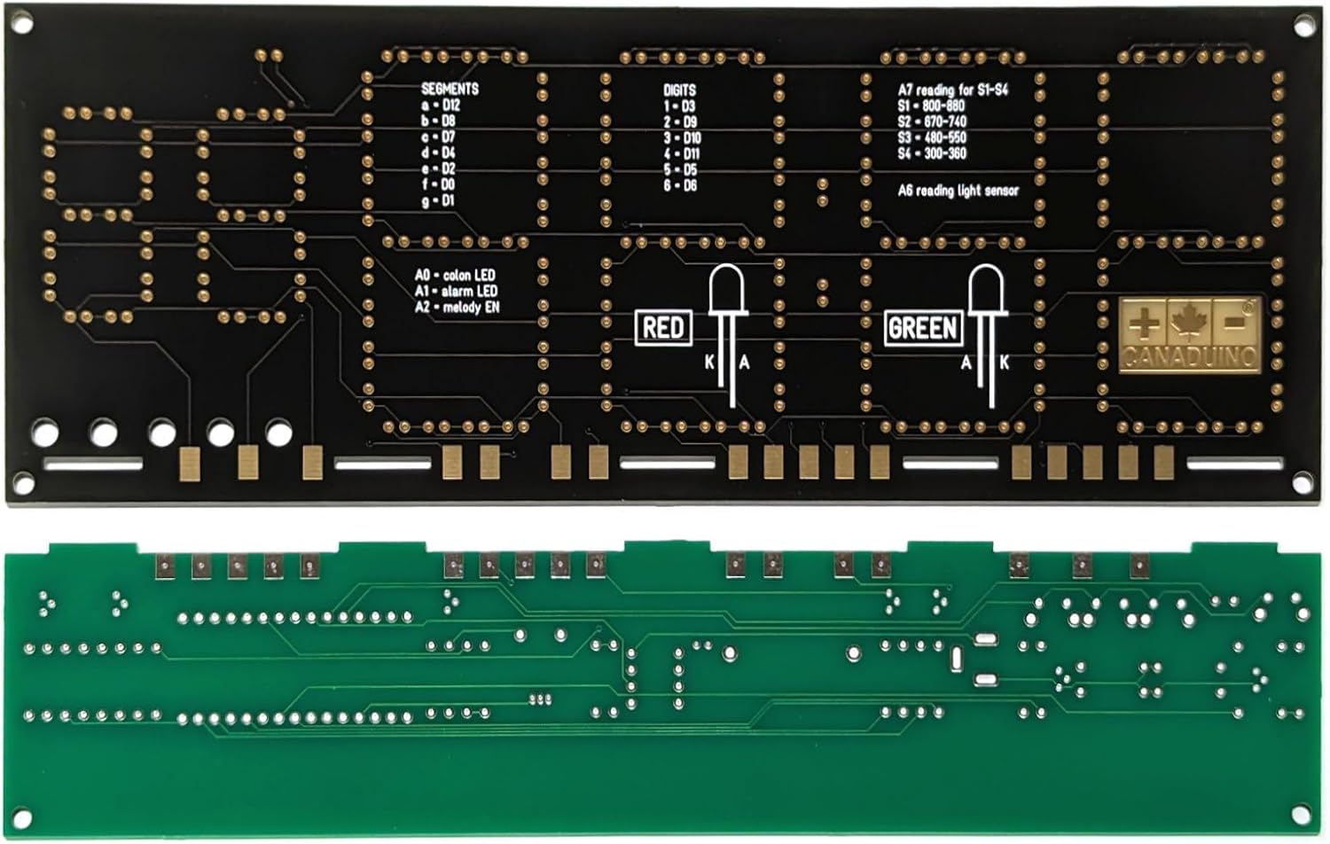 CANADUINO® LED Clock DIY Kit with Melody Alarm (Option) for Arduino Nano V3 - Made in Canada (USMCA Complaint = no tariffs for US customers)