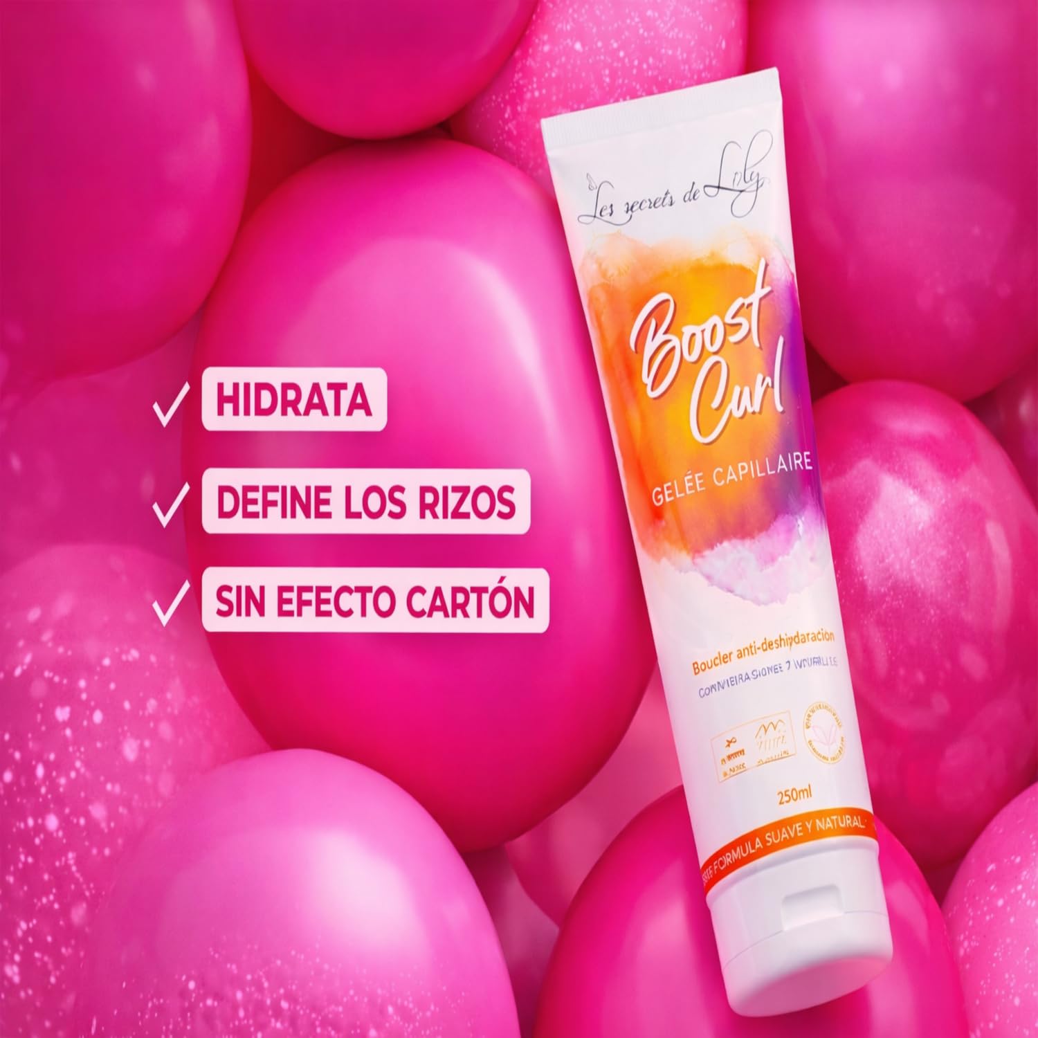 Les Secrets de Loly – Boost Curl – Hidratación y Definición para Rizos – Provitamina B5 – 99% ingredientes naturales – Gel para rizos sin efecto rígido – 250 ml