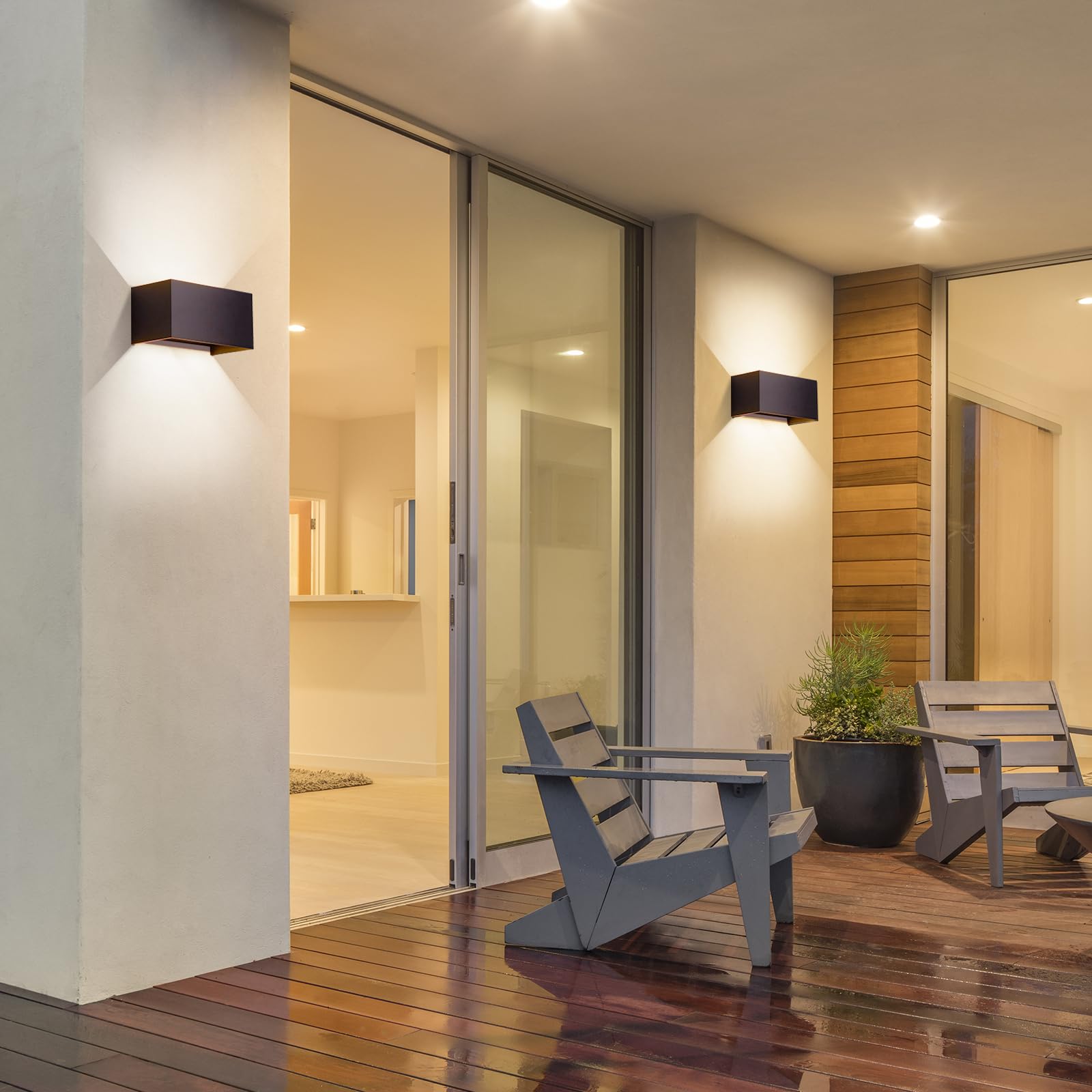 LED Wandleuchte Wandlampe innen aussen, Außenlampe Anthrazit Außenleuchte Wand, 6000K Kaltweiß Up Down Aussenlampe Aussenleuchte IP65 Außenwandleuchte Ausenbeleutung Hauswand Balkon Außen