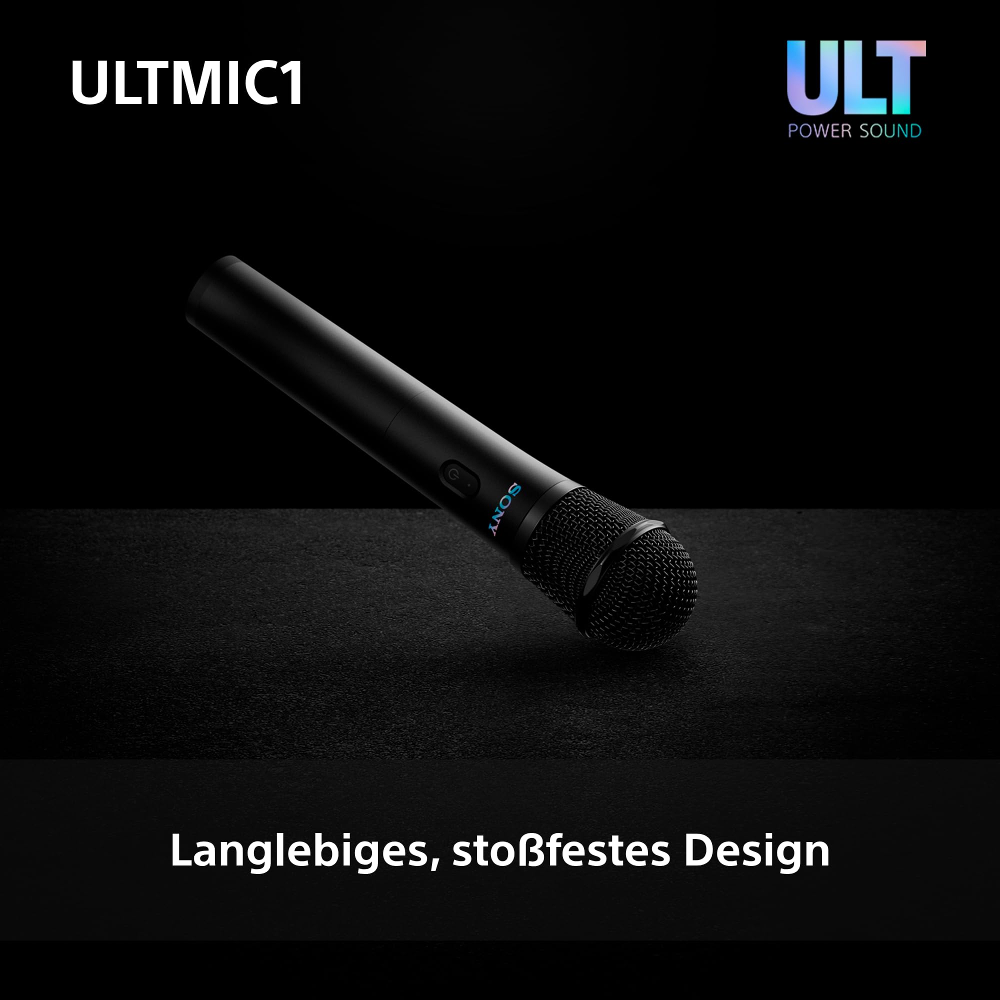 Sony ULTMIC1 - Kabelloses Mikrofonset mit 2 Mikrofonen und Empfänger, erweiterte Rauschunterdrückung, Duettunterstützung, 20-Stunden-Akku, stoßfest, perfekt für die ULT Power Sound Serie - Schwarz